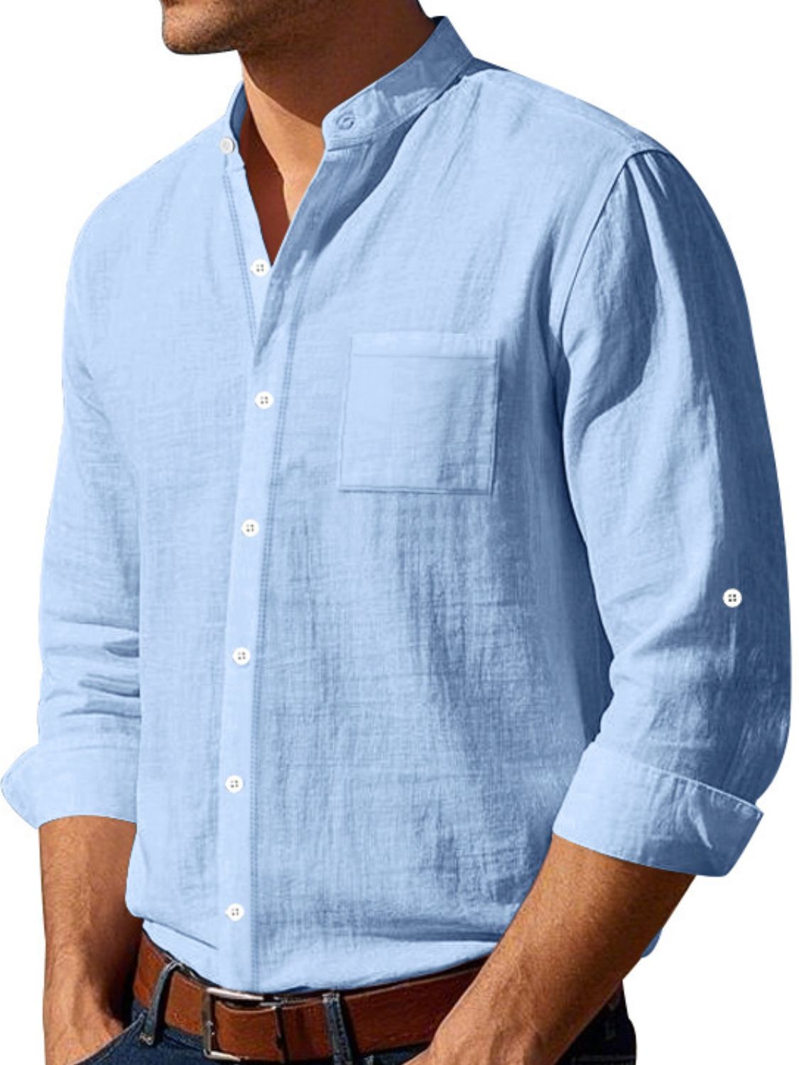 Men's Full Size Button Down Long Sleeve Shirt Plus Size SETEPENRA .