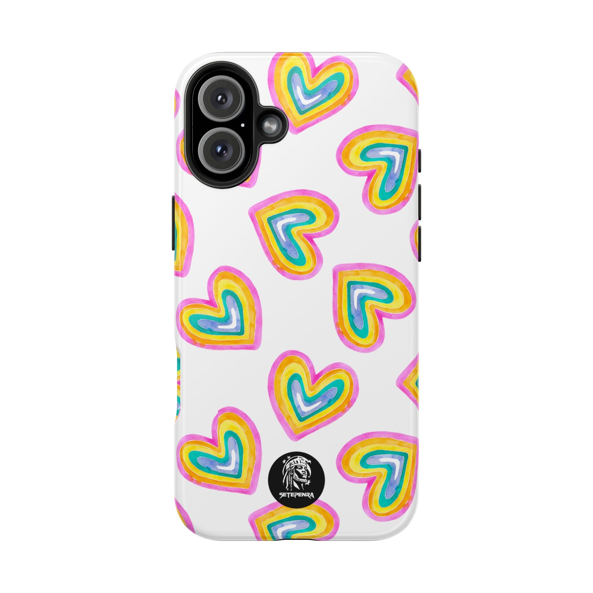 Rainbow Heart Tough Phone Case (For iPhone, Galaxy & More) - White