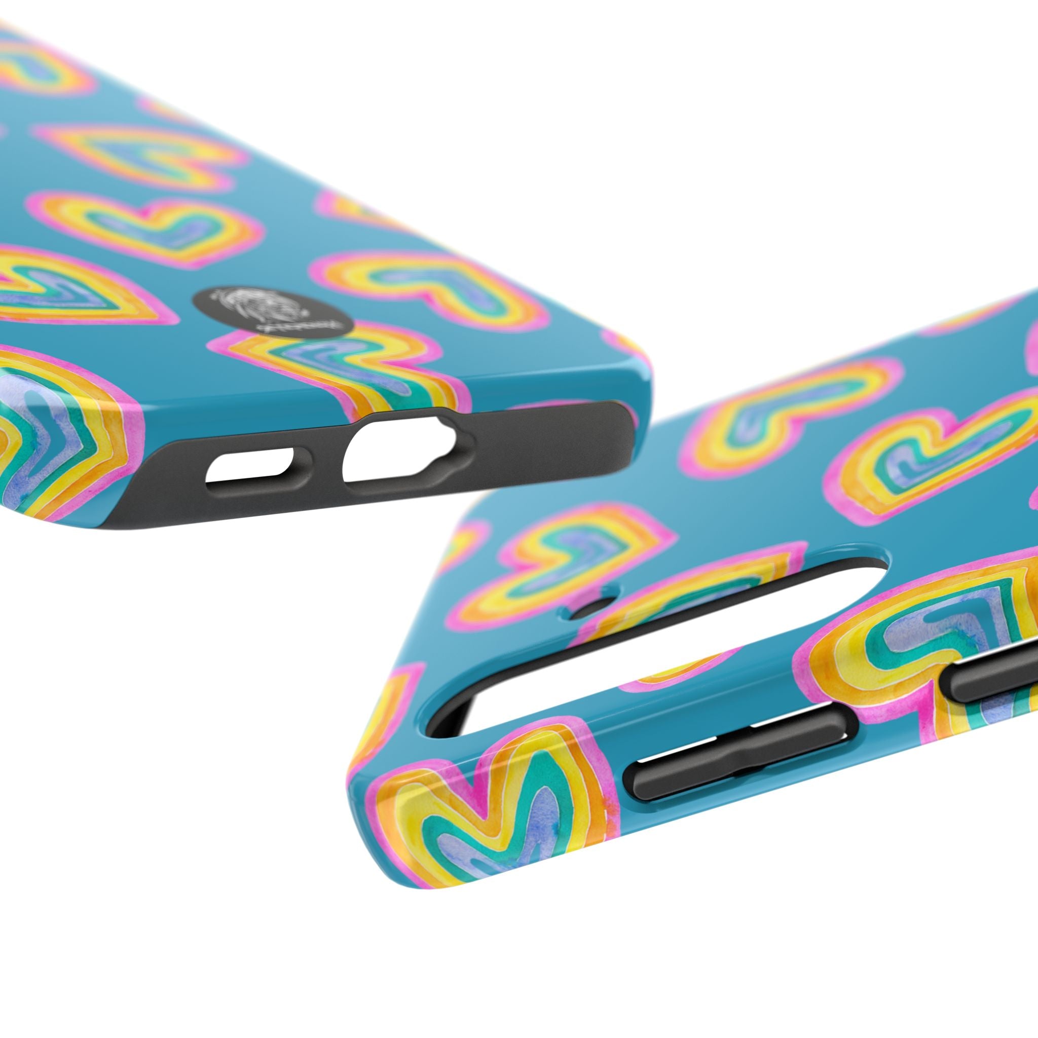 Rainbow Heart Tough Phone Case (For iPhone, Galaxy & More) - Turquoise
