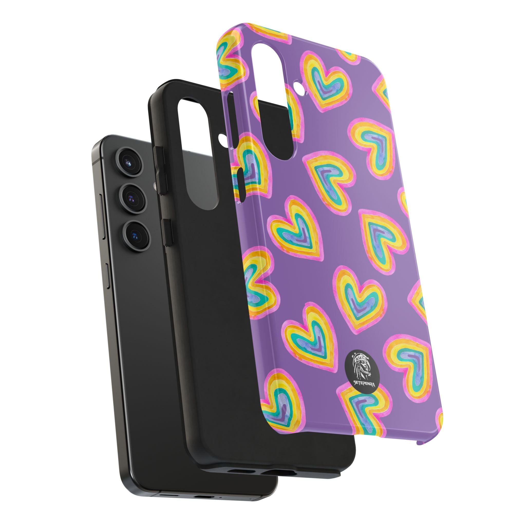 Rainbow Heart Tough Phone Case (For iPhone, Galaxy & More) - Light Purple