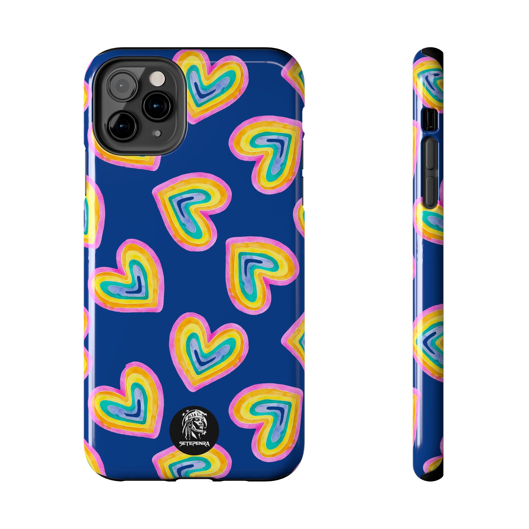 Rainbow Heart Tough Phone Case (For iPhone, Galaxy & More) - Dark Blue SETEPENRA Phone Case.