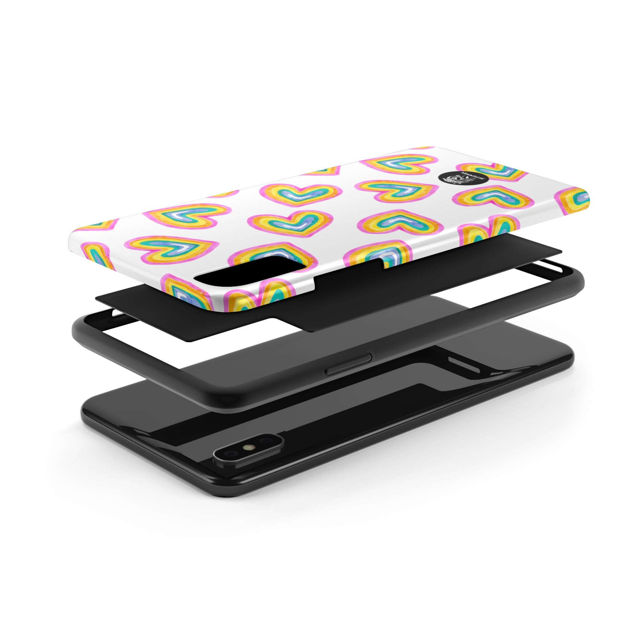 Rainbow Heart Tough Phone Case (For iPhone, Galaxy & More) - White