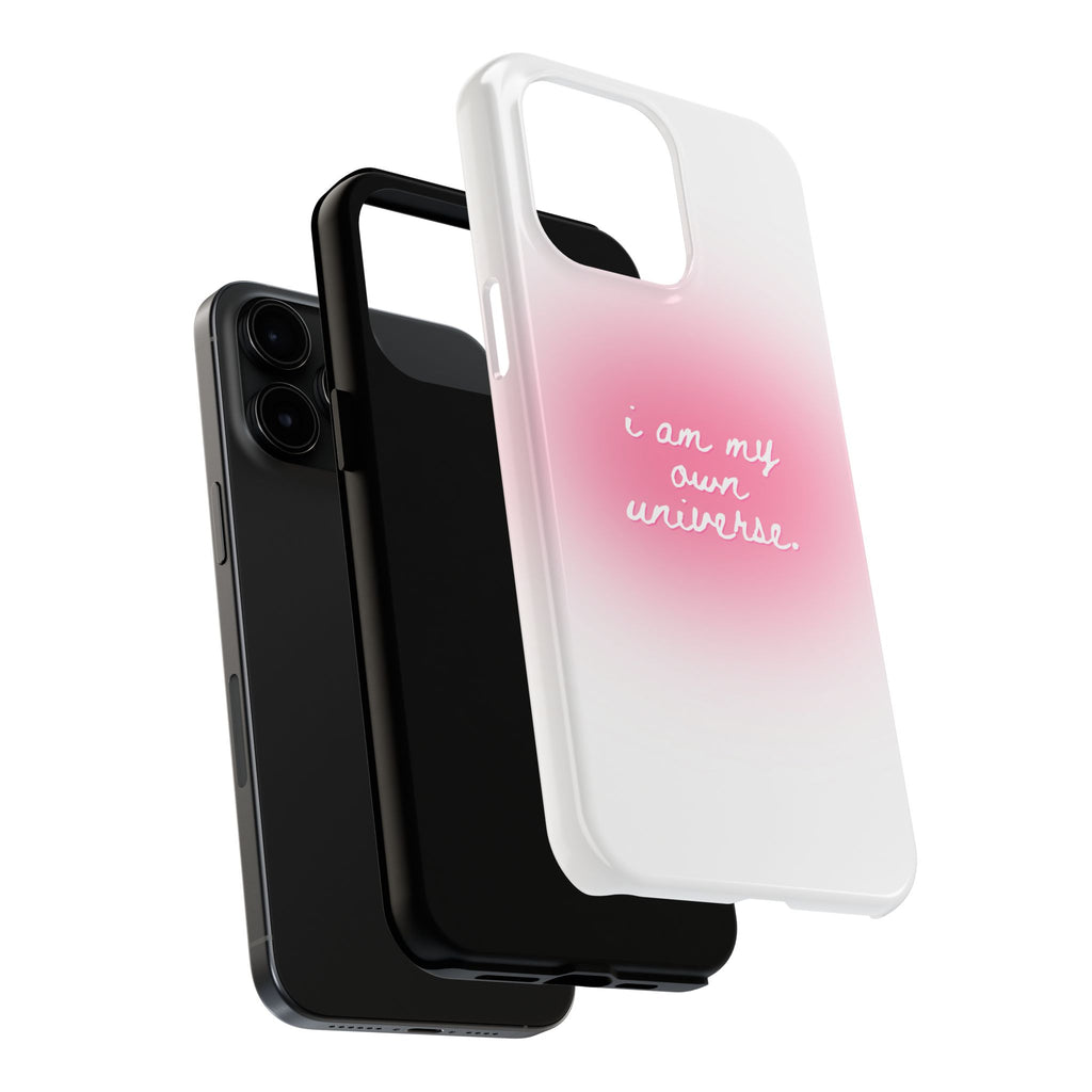 I Am My Own Universe — Pink On White Protective Cover Tough Phone Case