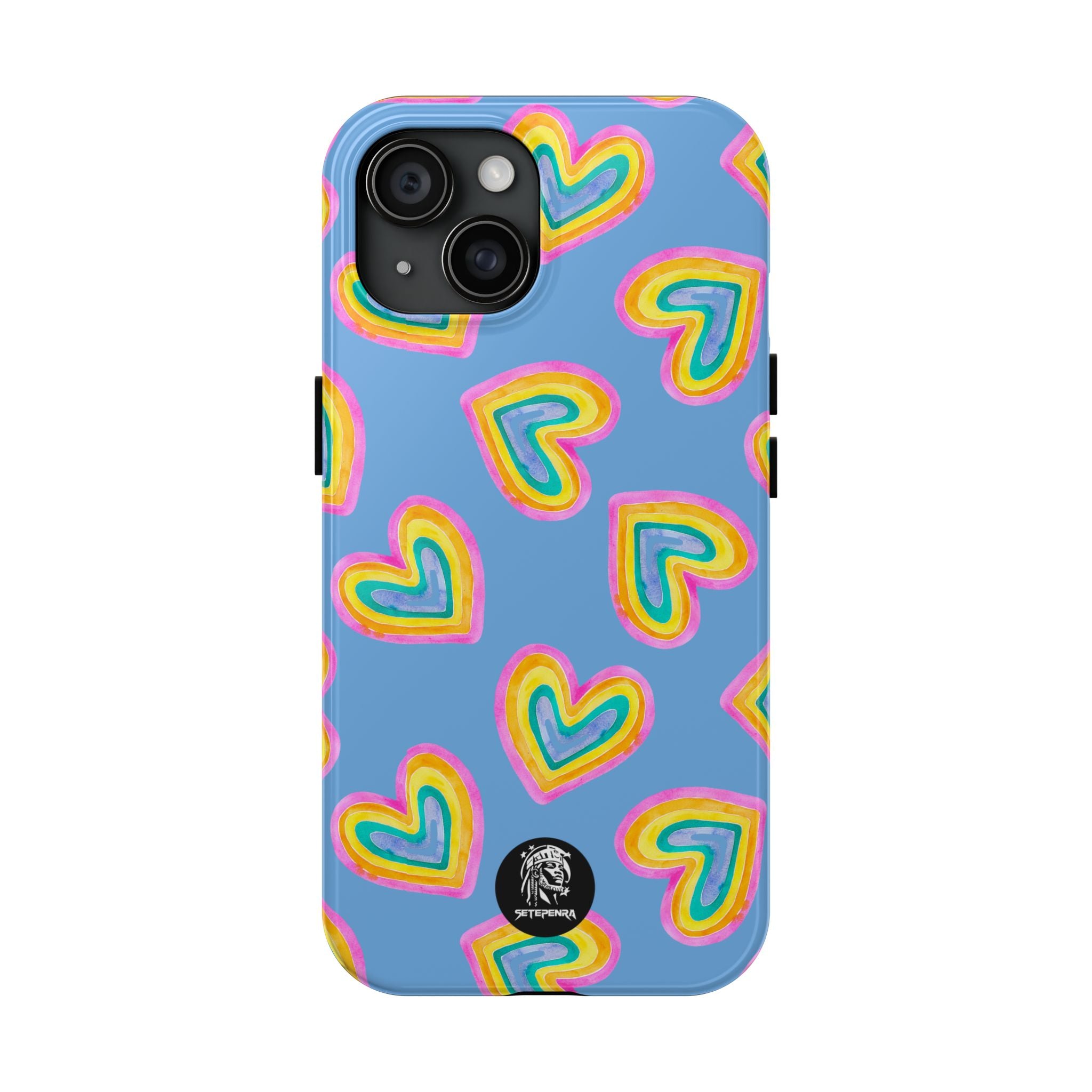 Rainbow Heart Tough Phone Case (For iPhone, Galaxy & More) - Light Blue