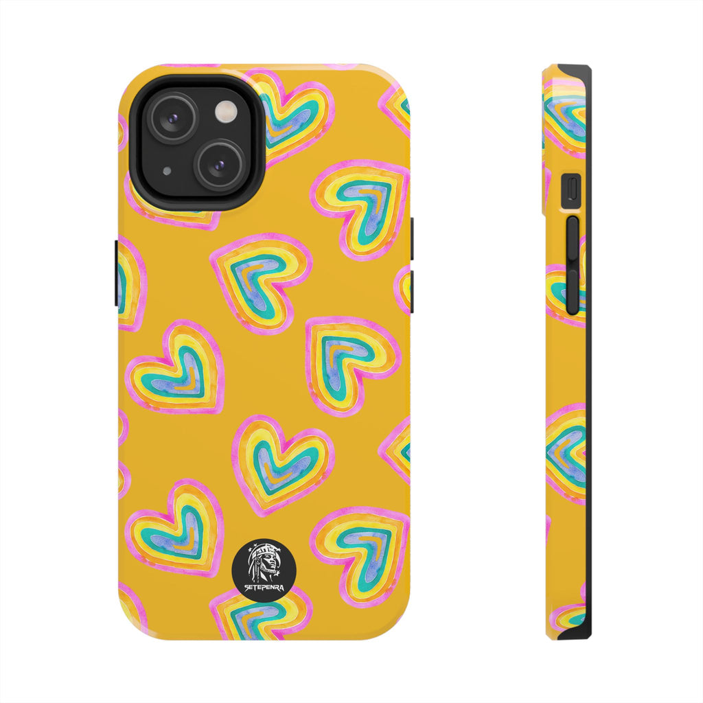 Rainbow Heart Tough Phone Case (For iPhone, Galaxy & More) - Yellow SETEPENRA Phone Case.