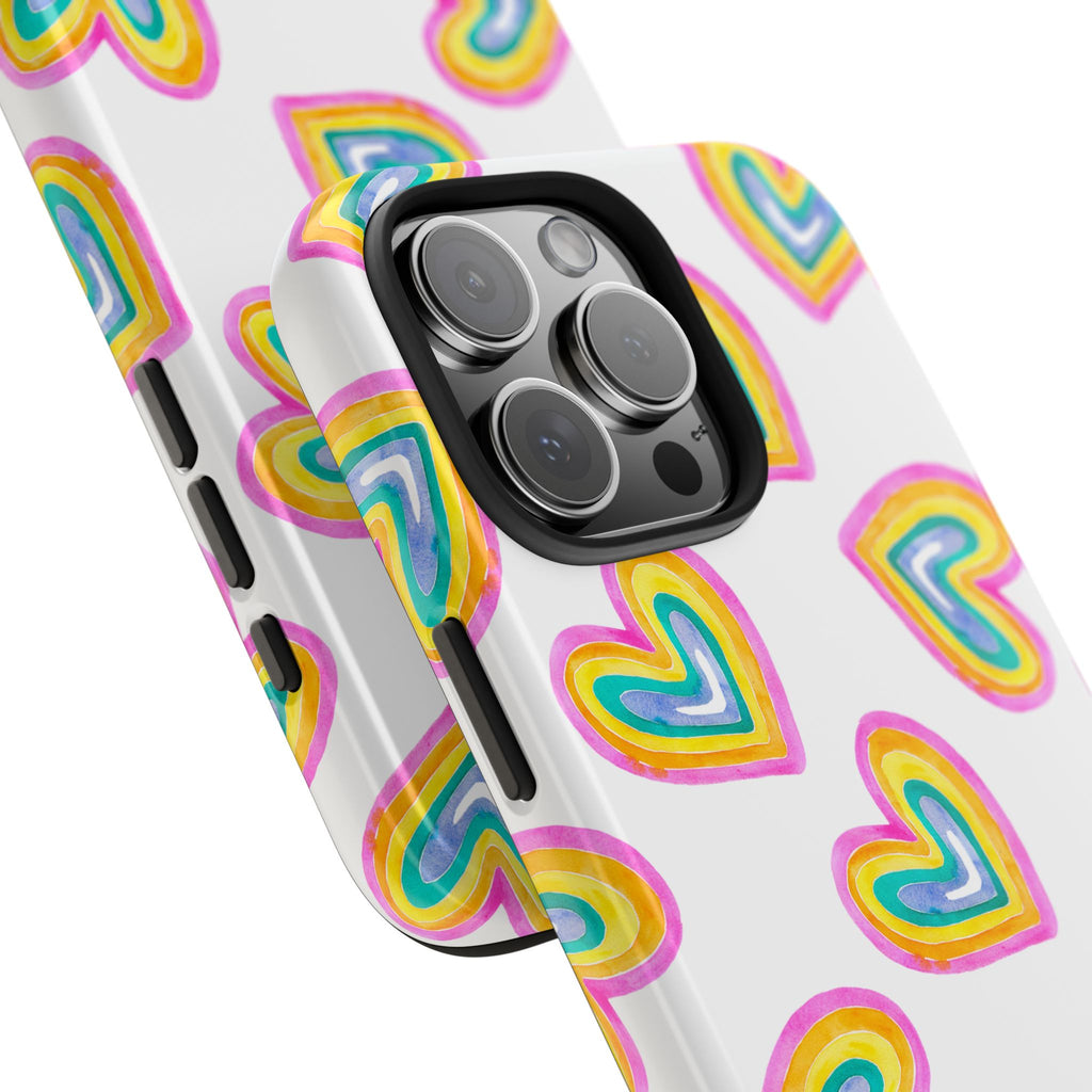 Rainbow Heart Tough Phone Case — Durable Cute Protective Phone Cover