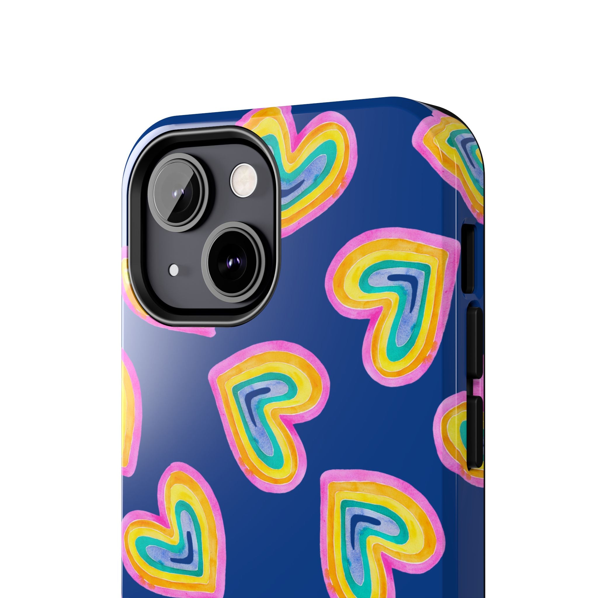 Rainbow Heart Tough Phone Case (For iPhone, Galaxy & More) - Dark Blue