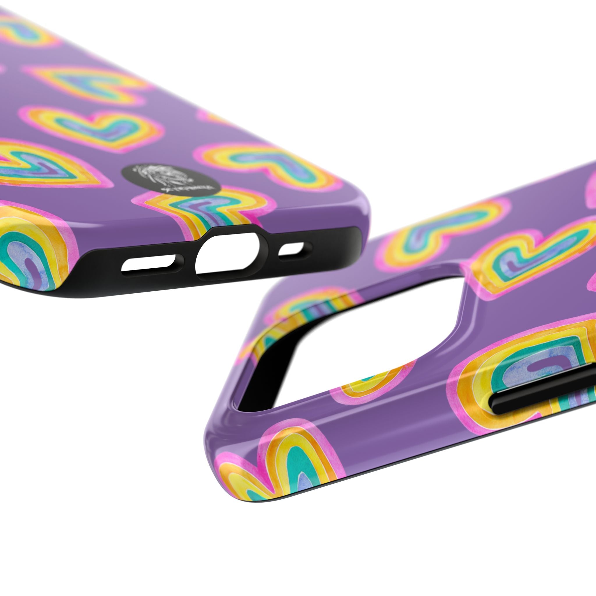 Rainbow Heart Tough Phone Case (For iPhone, Galaxy & More) - Light Purple