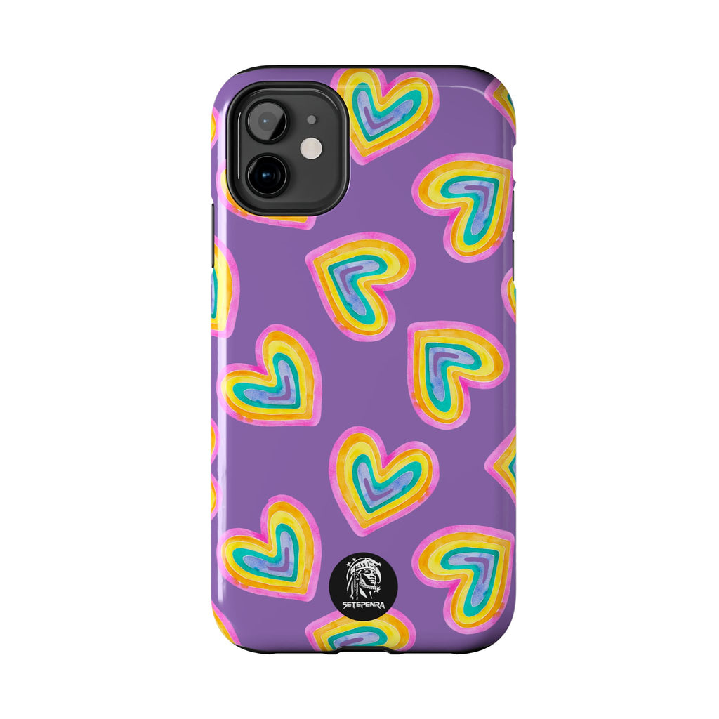 Rainbow Heart Tough Phone Case (For iPhone, Galaxy & More) - Light Purple