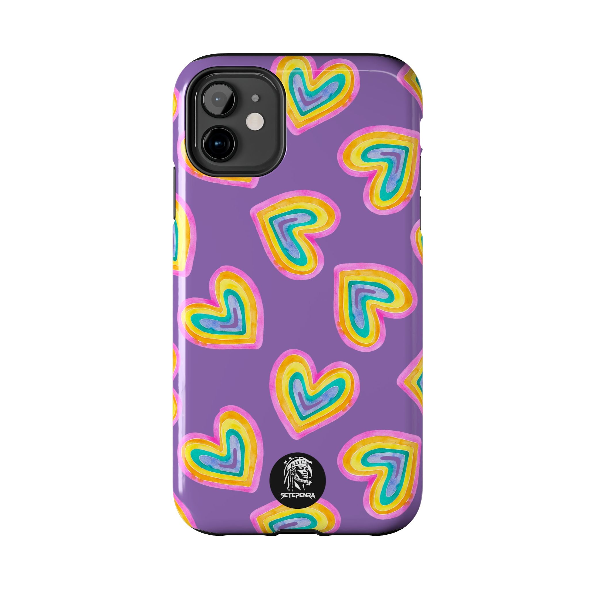 Rainbow Heart Tough Phone Case (For iPhone, Galaxy & More) - Light Purple