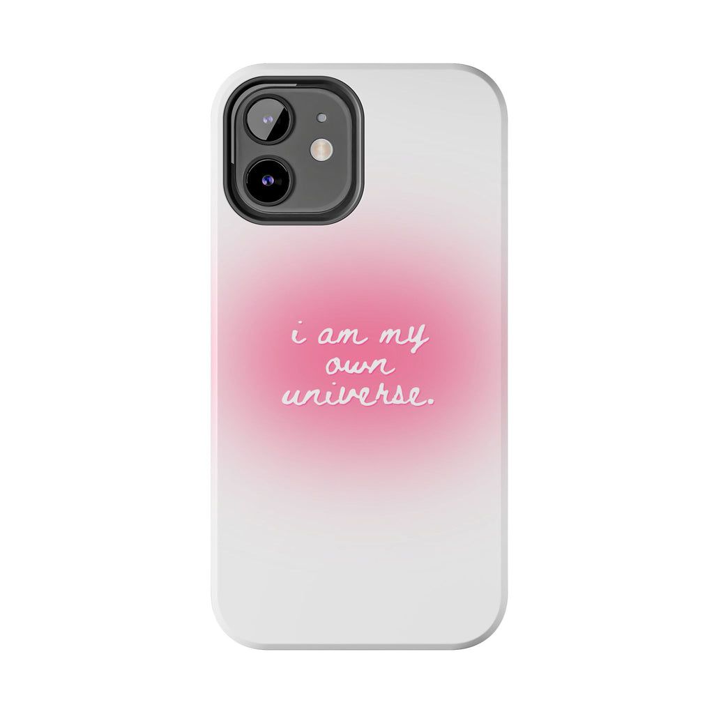 I Am My Own Universe — Pink On White Protective Cover Tough Phone Case