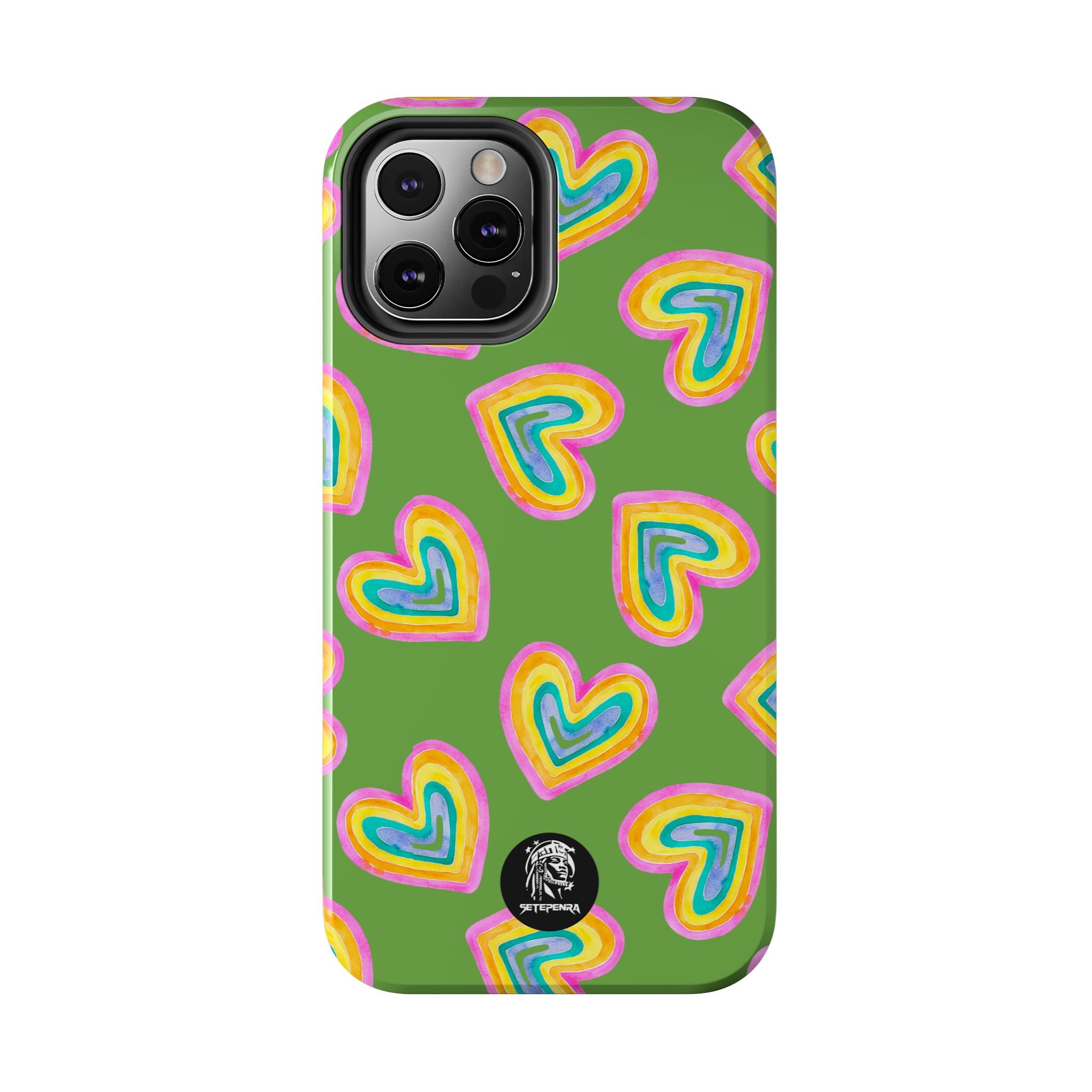 Rainbow Heart Tough Phone Case (For iPhone, Galaxy & More) - Green