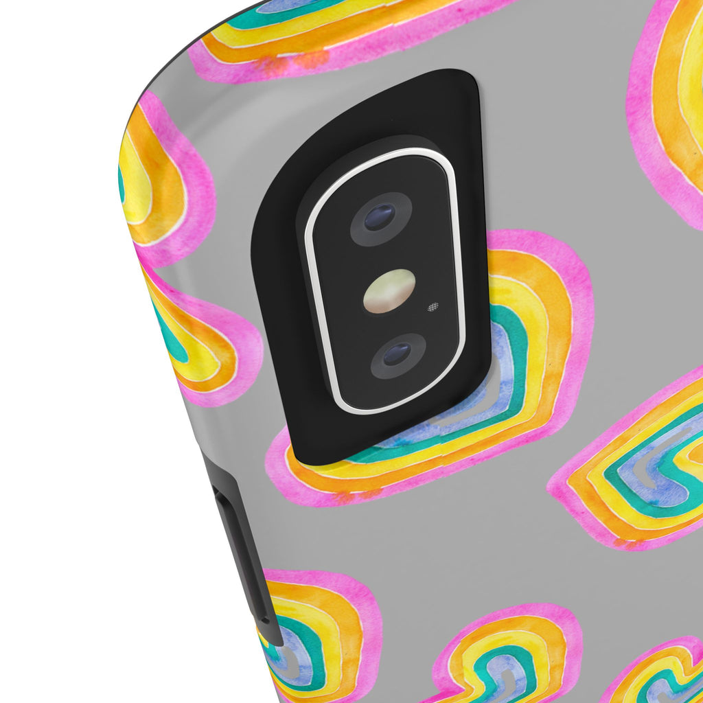 Rainbow Heart Tough Phone Case (For iPhone, Galaxy & More) - Light Grey SETEPENRA Phone Case.