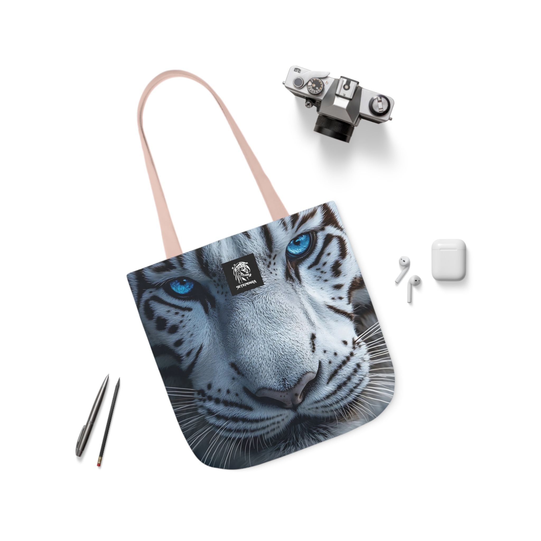 Primal Power Canvas Tote Bag, 5-Color Straps - White Tiger (1st Edition)