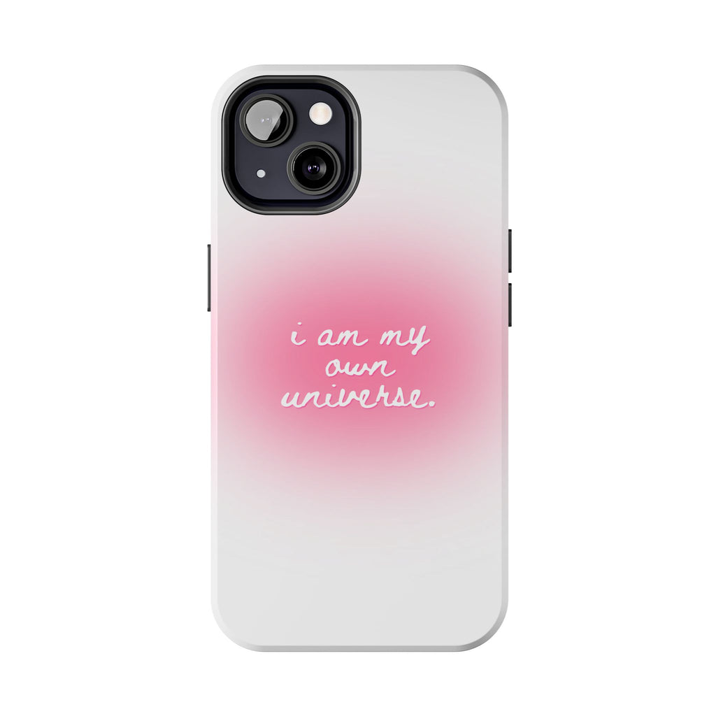 I Am My Own Universe — Pink On White Protective Cover Tough Phone Case
