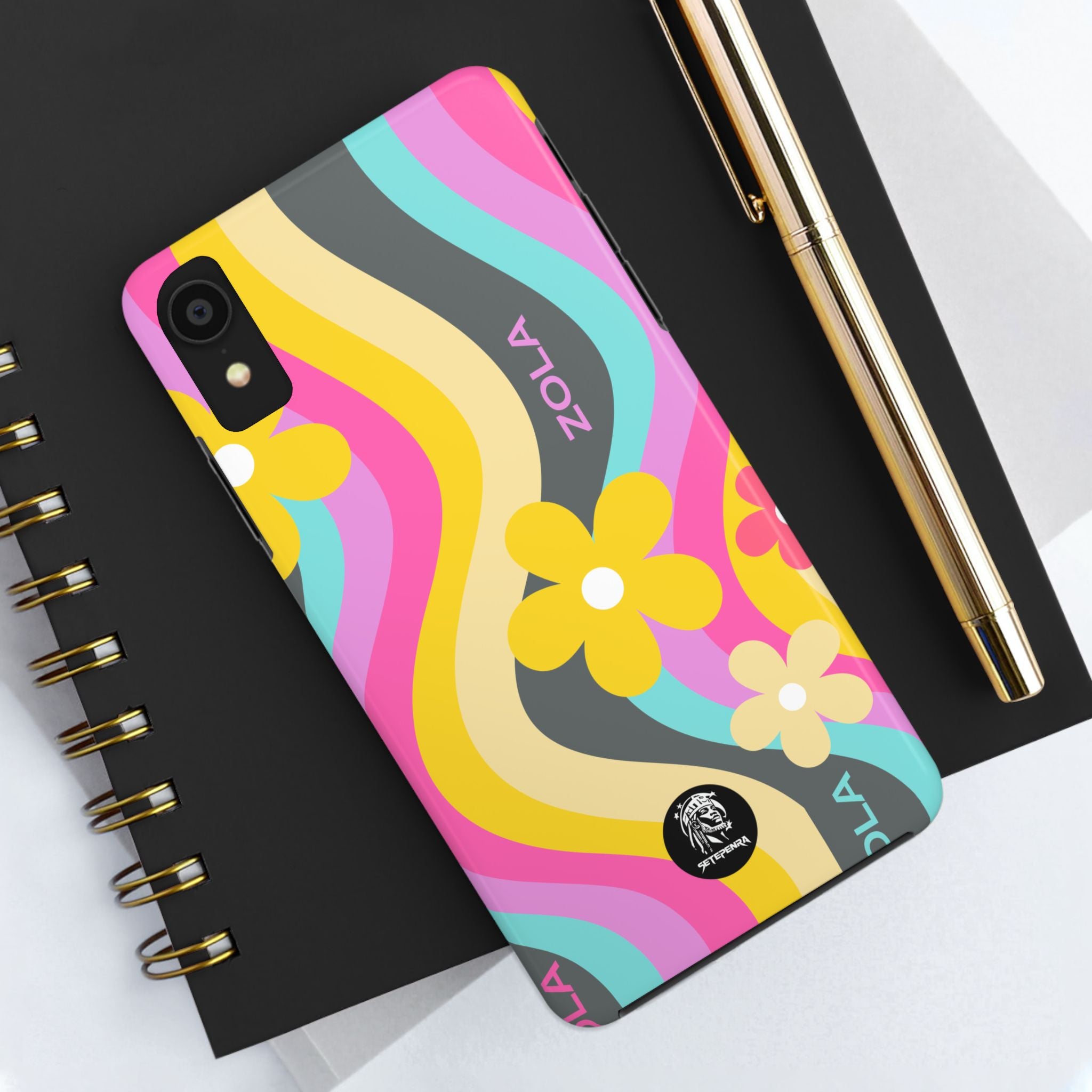 Zola Tough Phone Case (For iPhone, Galaxy & More) - Dark Grey Wave