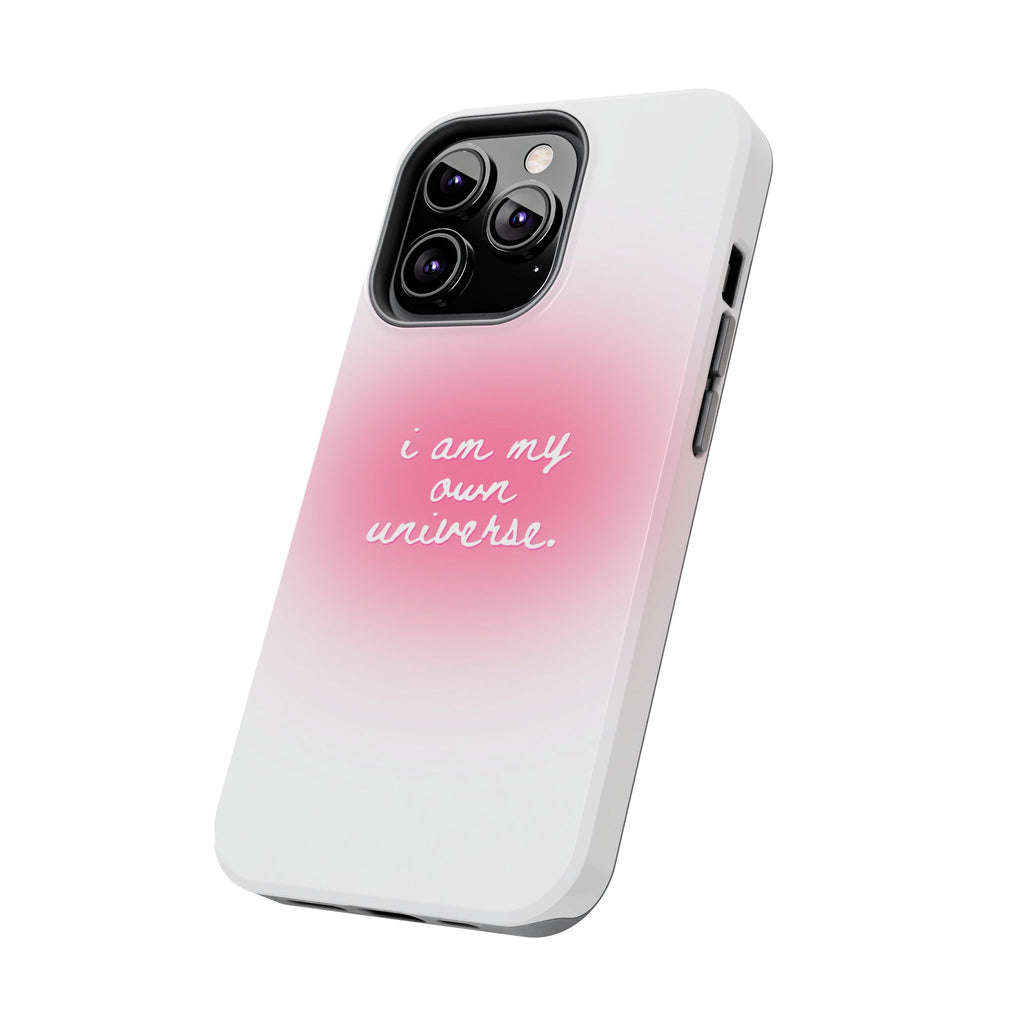 I Am My Own Universe — Pink On White Protective Cover Tough Phone Case