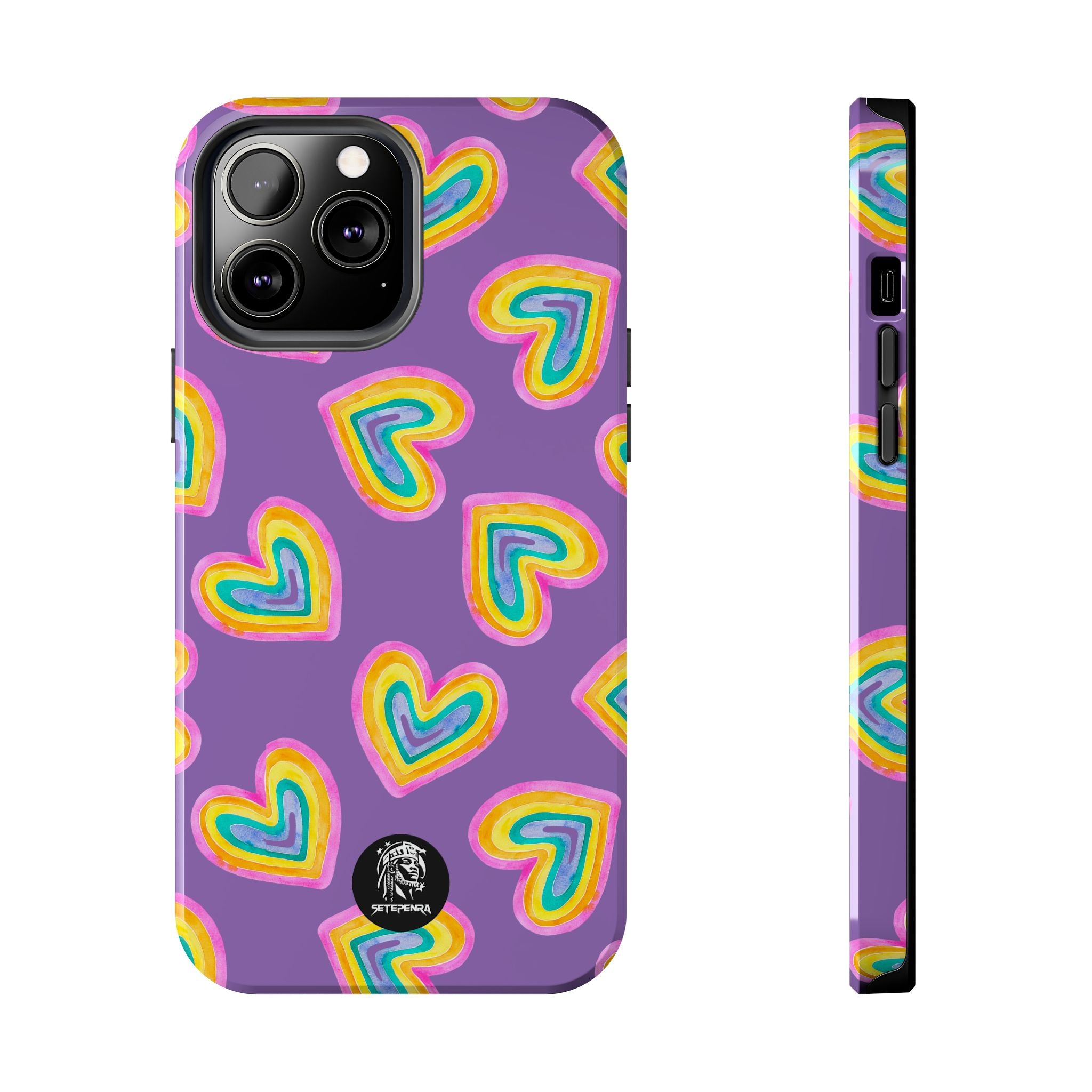 Rainbow Heart Tough Phone Case (For iPhone, Galaxy & More) - Light Purple SETEPENRA Phone Case.