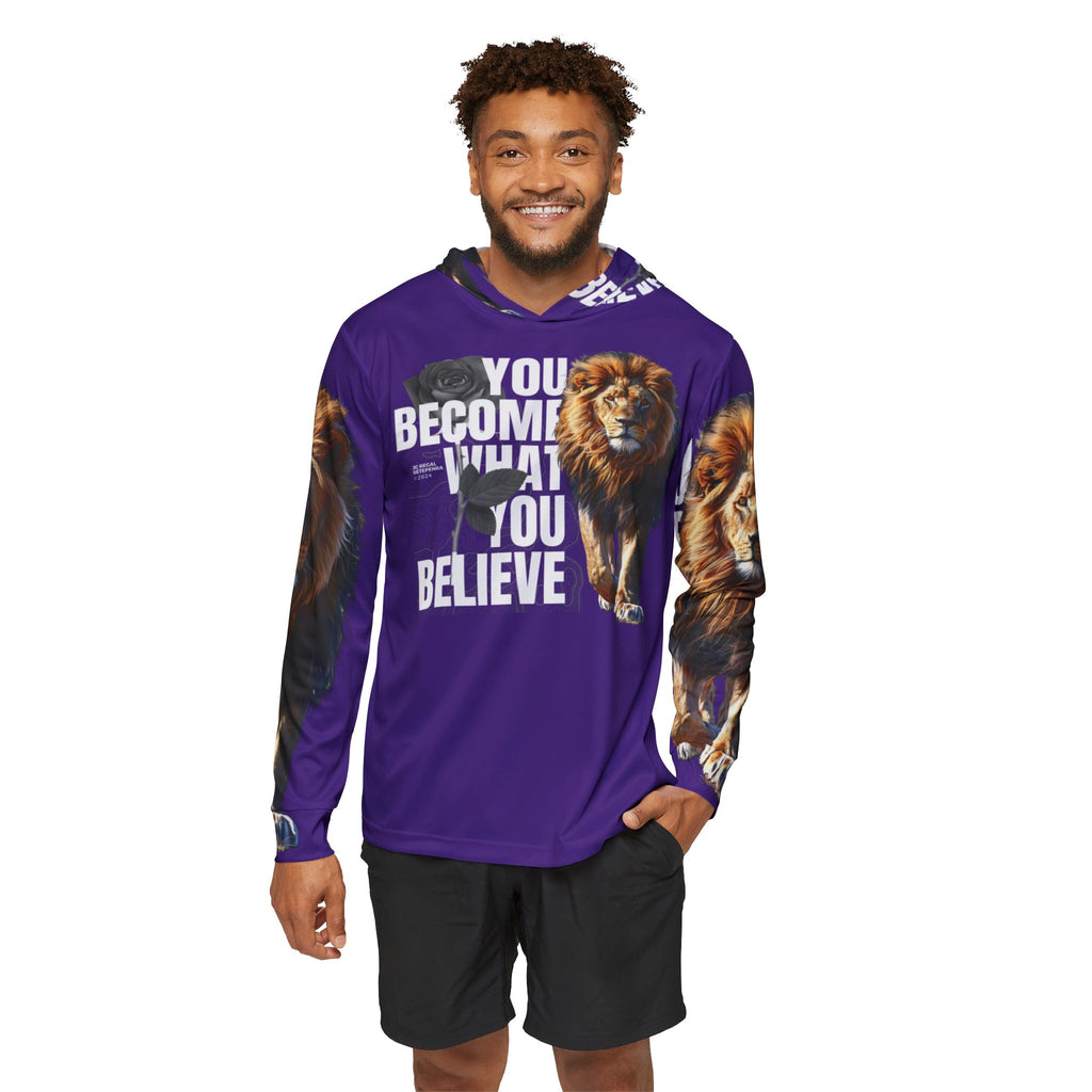 You Become What You Believe Men's Sports Warmup Hoodie (Purple) SETEPENRA All Over Prints.