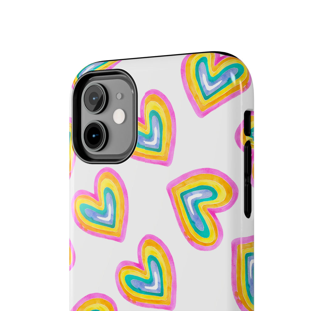 Rainbow Heart Tough Phone Case — Durable Cute Protective Phone Cover