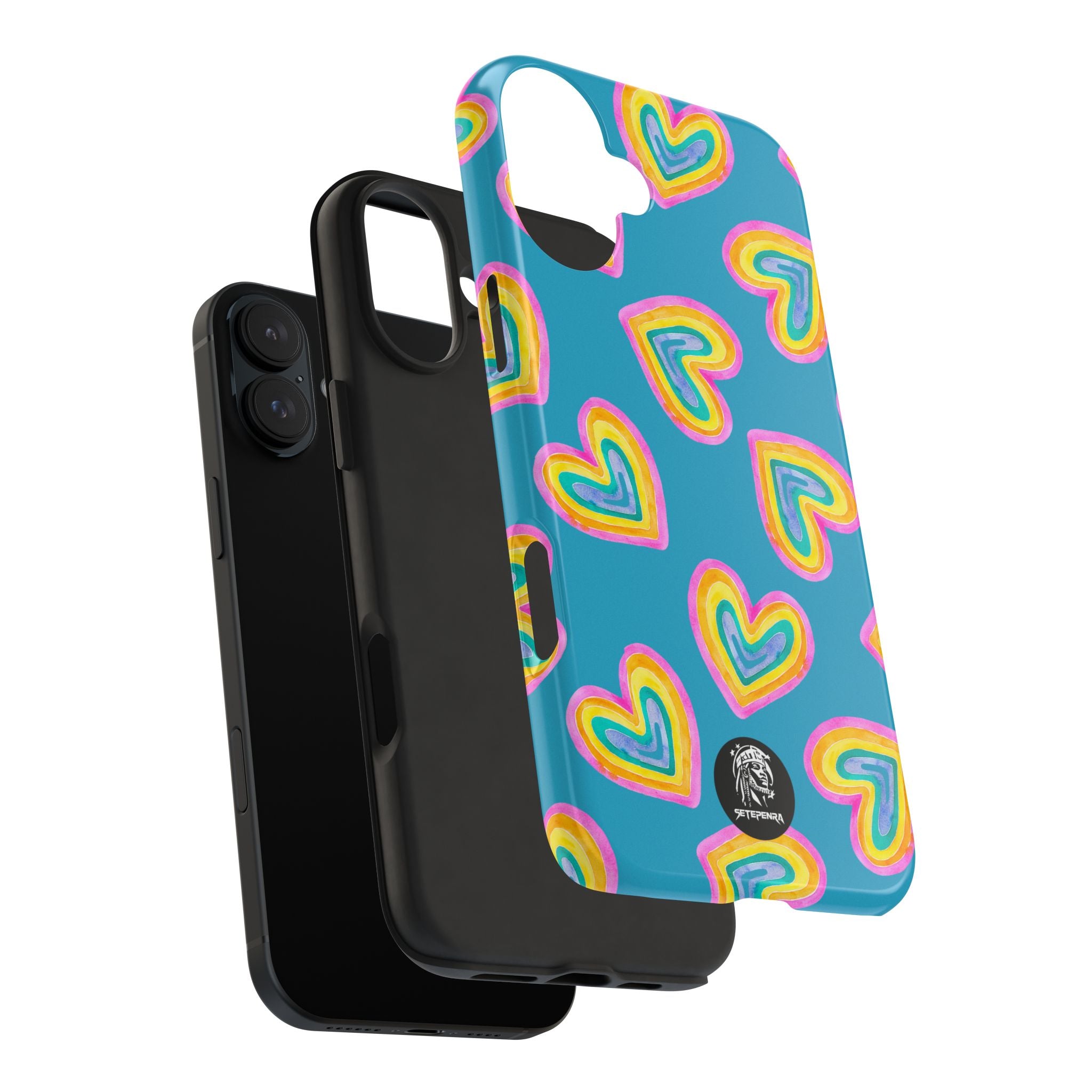 Rainbow Heart Tough Phone Case (For iPhone, Galaxy & More) - Turquoise