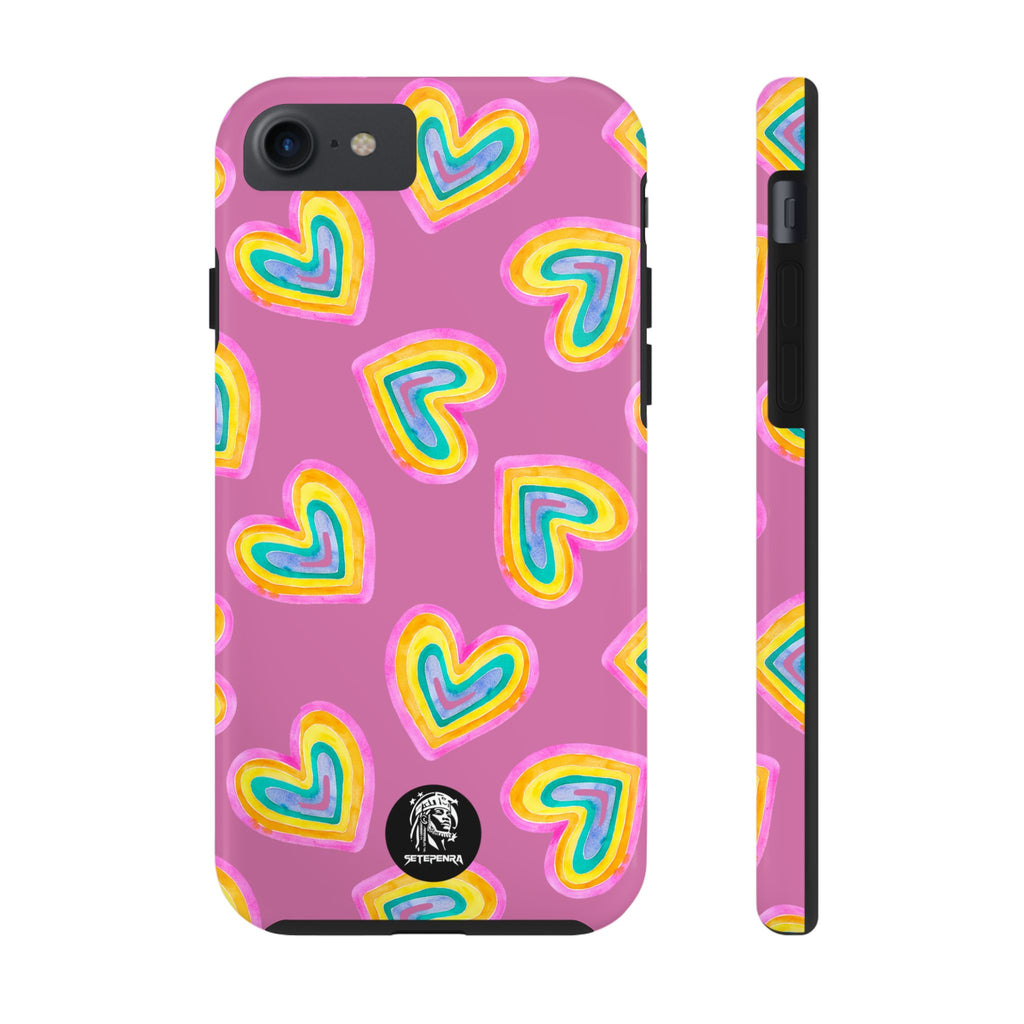 Rainbow Heart Tough Phone Case (For iPhone, Galaxy & More) - Light Pink SETEPENRA Phone Case.