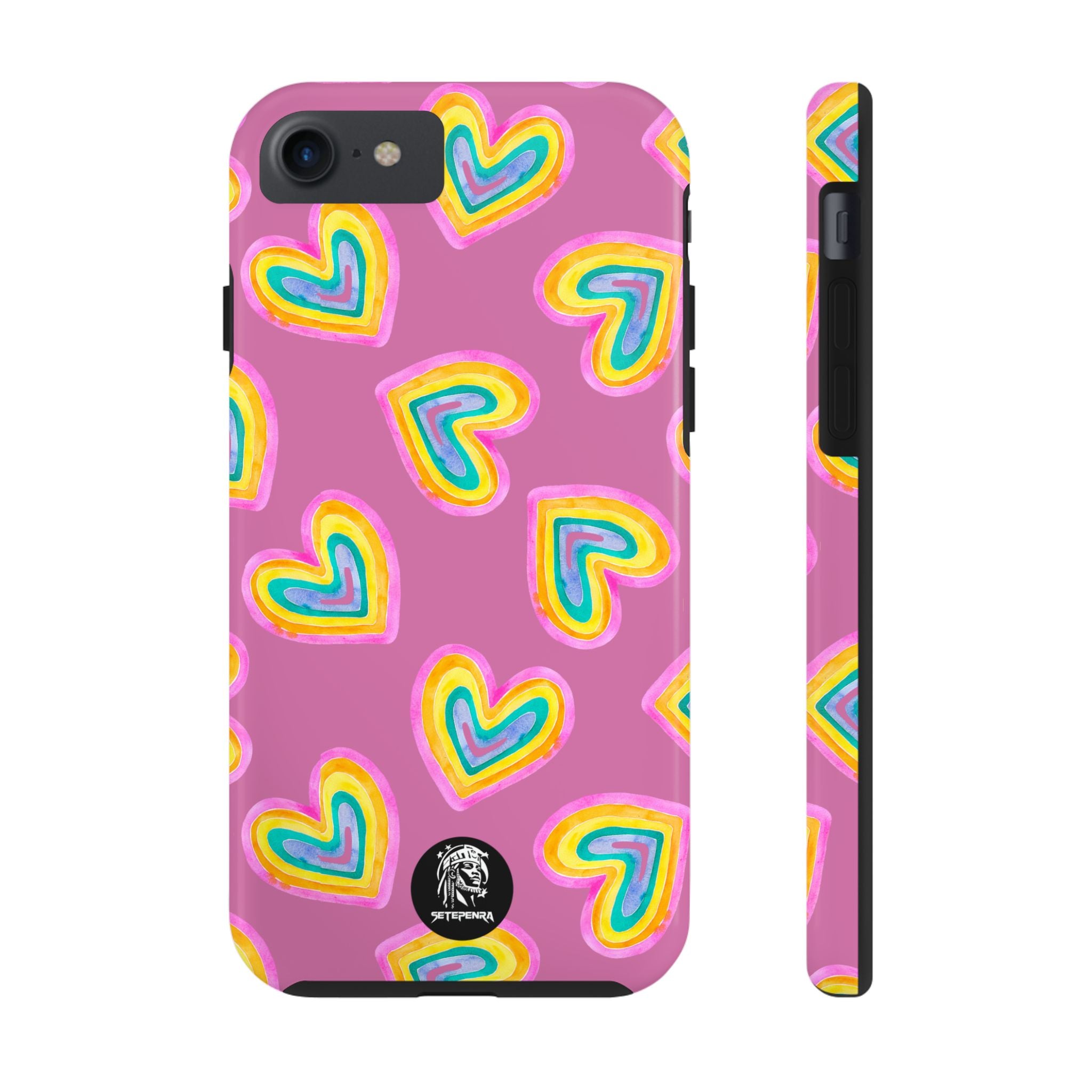 Rainbow Heart Tough Phone Case (For iPhone, Galaxy & More) - Light Pink SETEPENRA Phone Case.