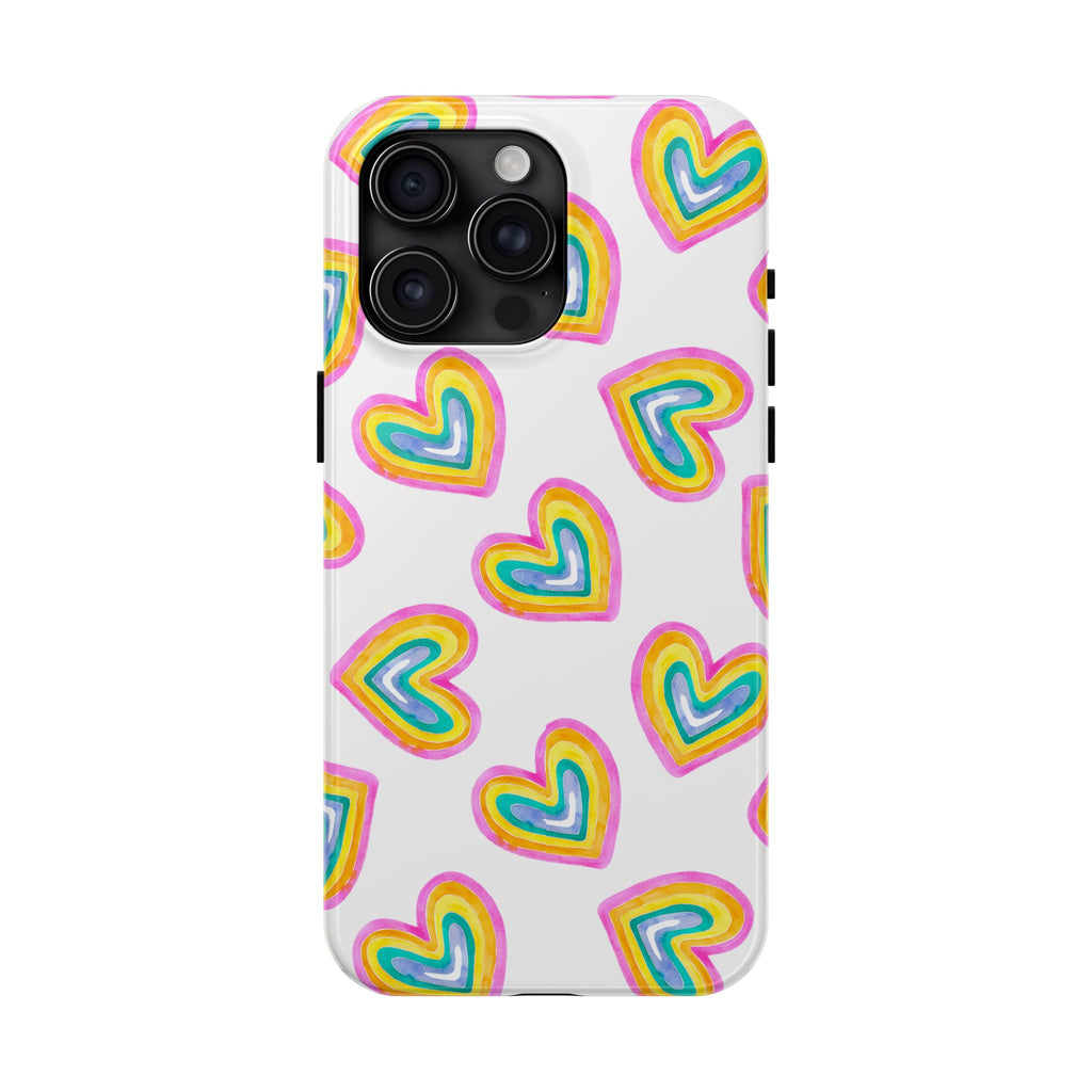 Rainbow Heart Tough Phone Case — Durable Cute Protective Phone Cover
