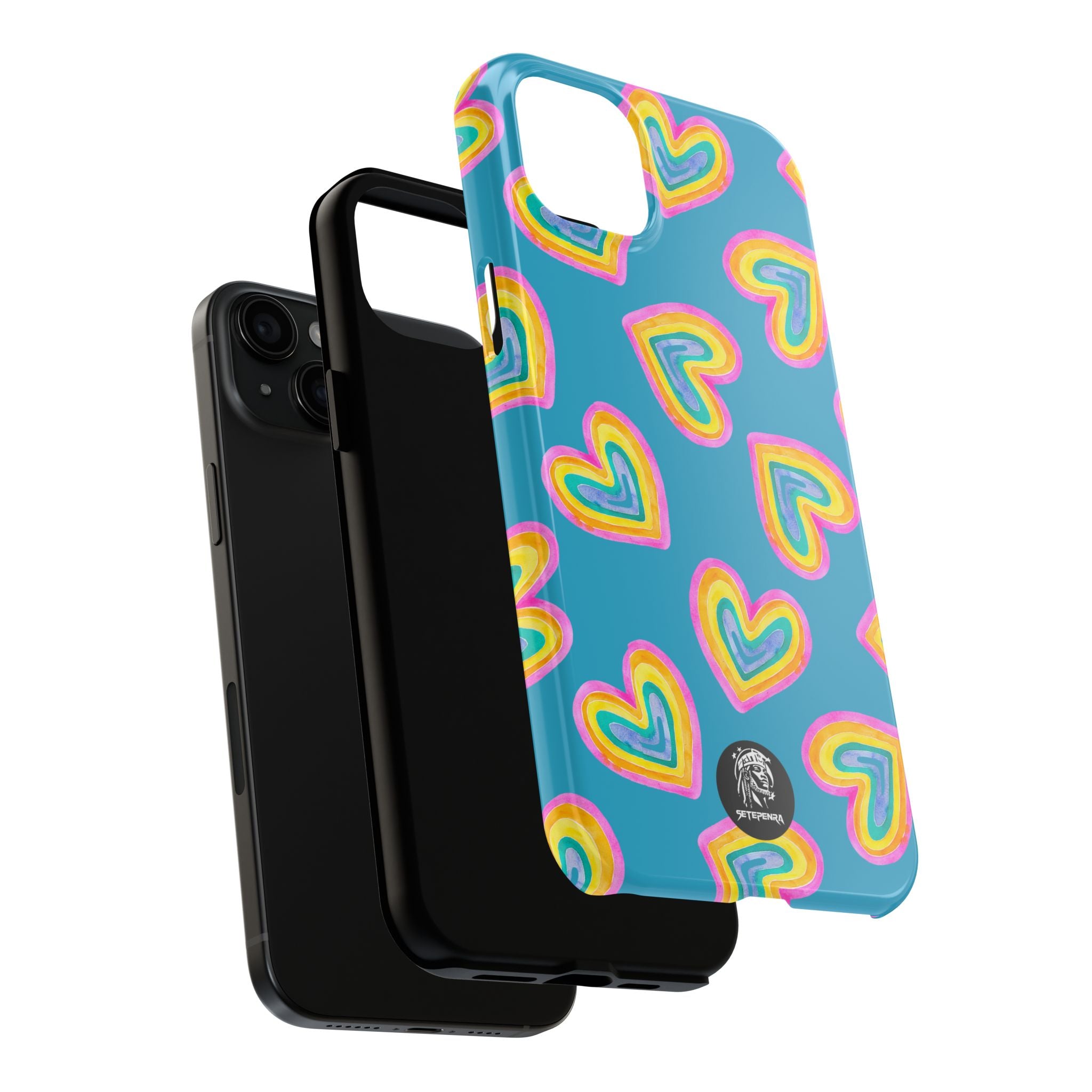 Rainbow Heart Tough Phone Case (For iPhone, Galaxy & More) - Turquoise
