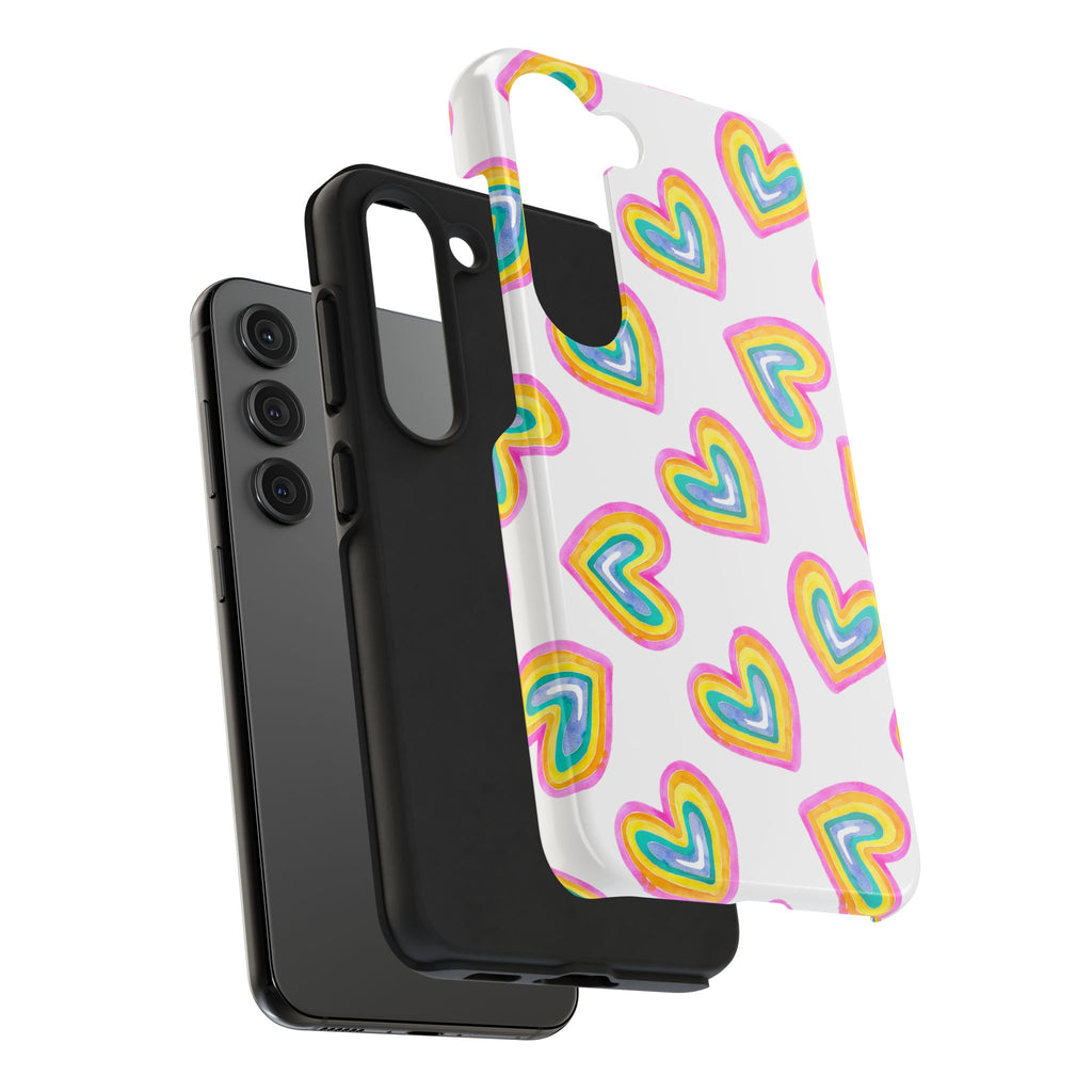Rainbow Heart Tough Phone Case — Durable Cute Protective Phone Cover