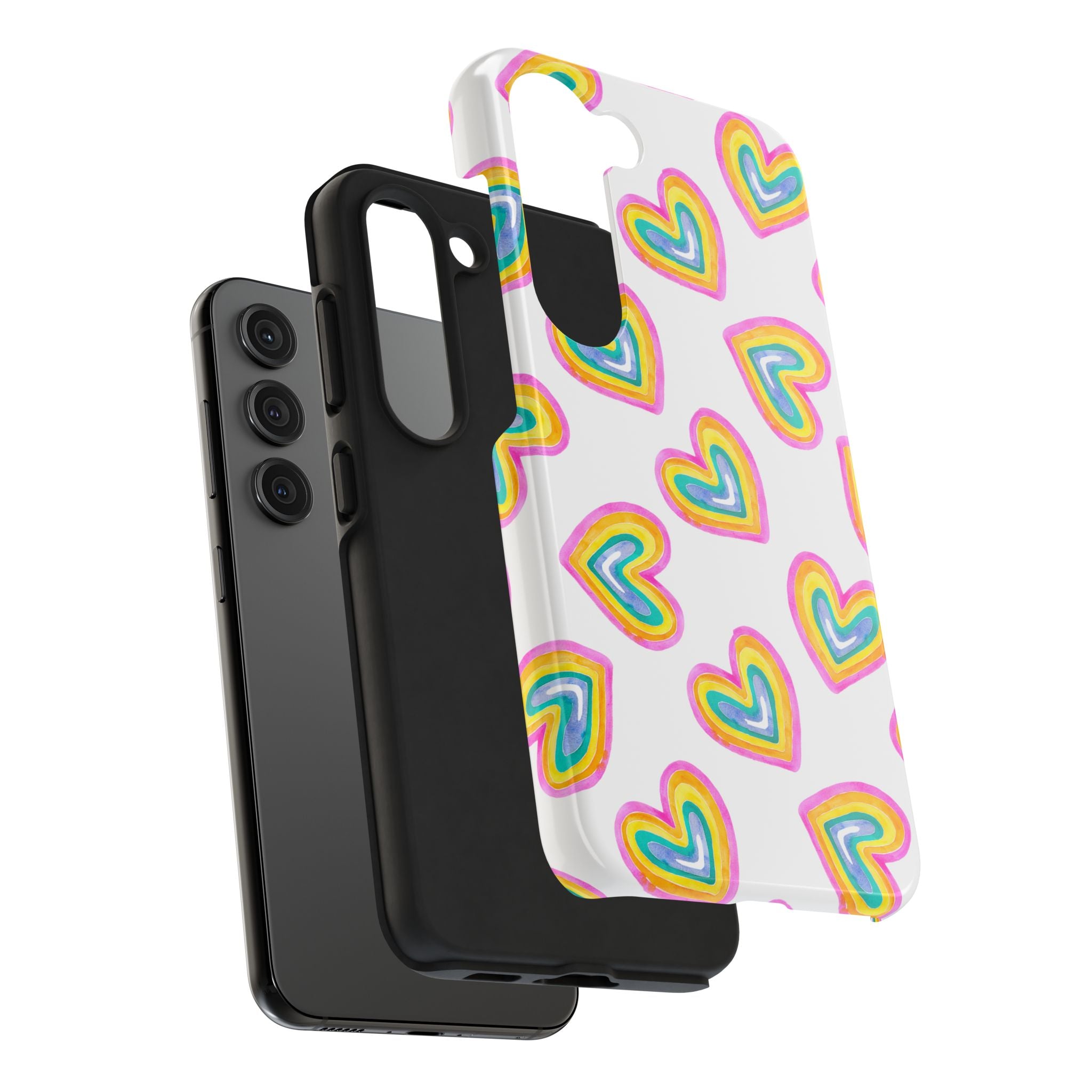 Rainbow Heart Tough Phone Case — Durable Cute Protective Phone Cover