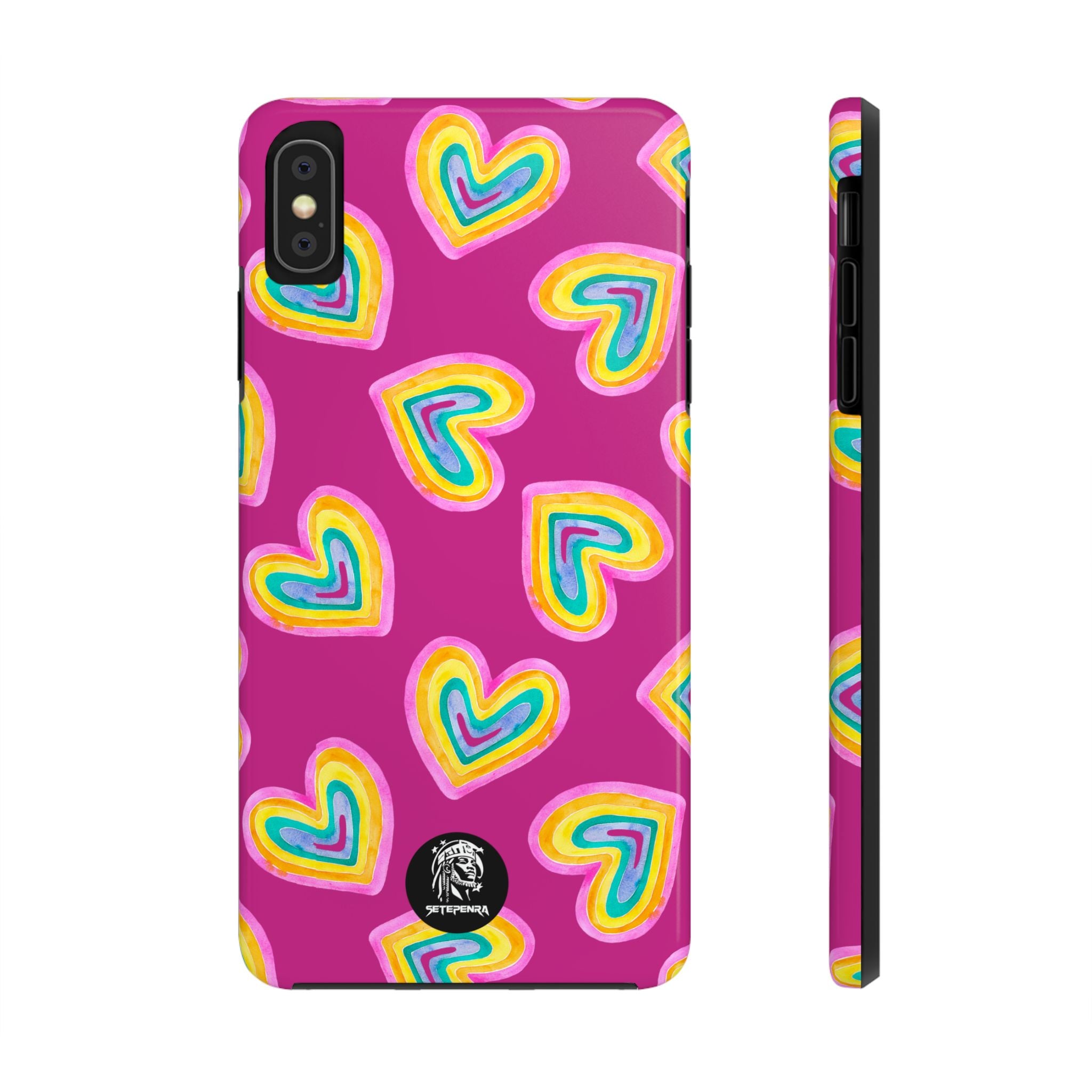 Rainbow Heart Tough Phone Case (For iPhone, Galaxy & More) - Pink SETEPENRA Phone Case.