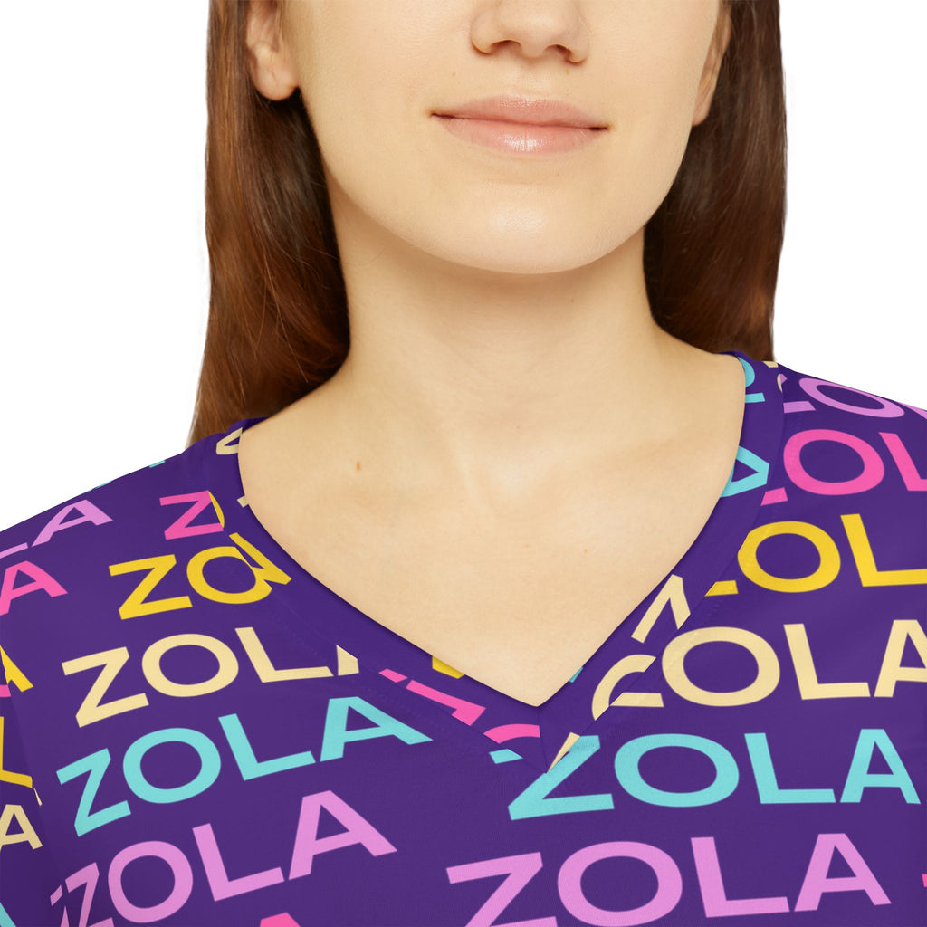 Zola Print Women's Long Sleeve V-Neck Shirt (Purple) SETEPENRA All Over Prints.