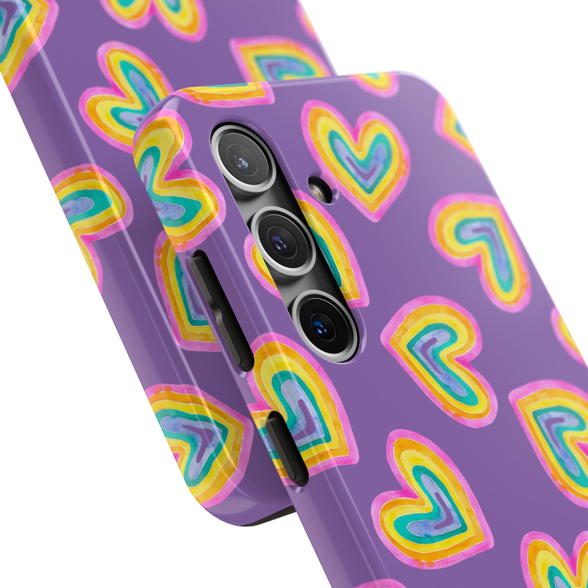 Rainbow Heart Tough Phone Case (For iPhone, Galaxy & More) - Light Purple