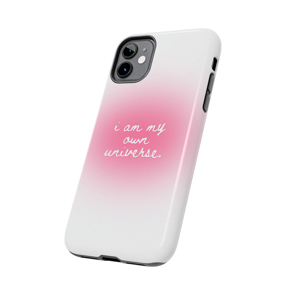 I Am My Own Universe — Pink On White Protective Cover Tough Phone Case
