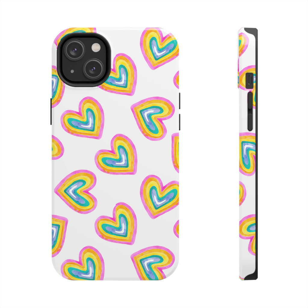 Rainbow Heart Tough Phone Case — Durable Cute Protective Phone Cover
