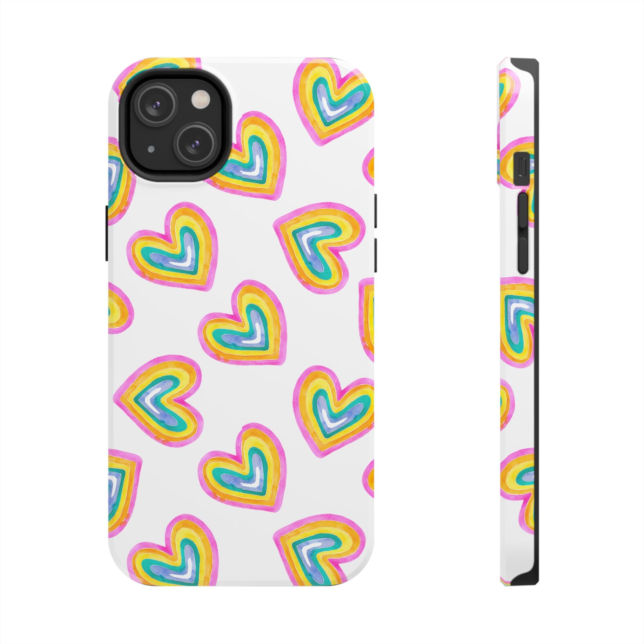 Rainbow Heart Tough Phone Case — Durable Cute Protective Phone Cover