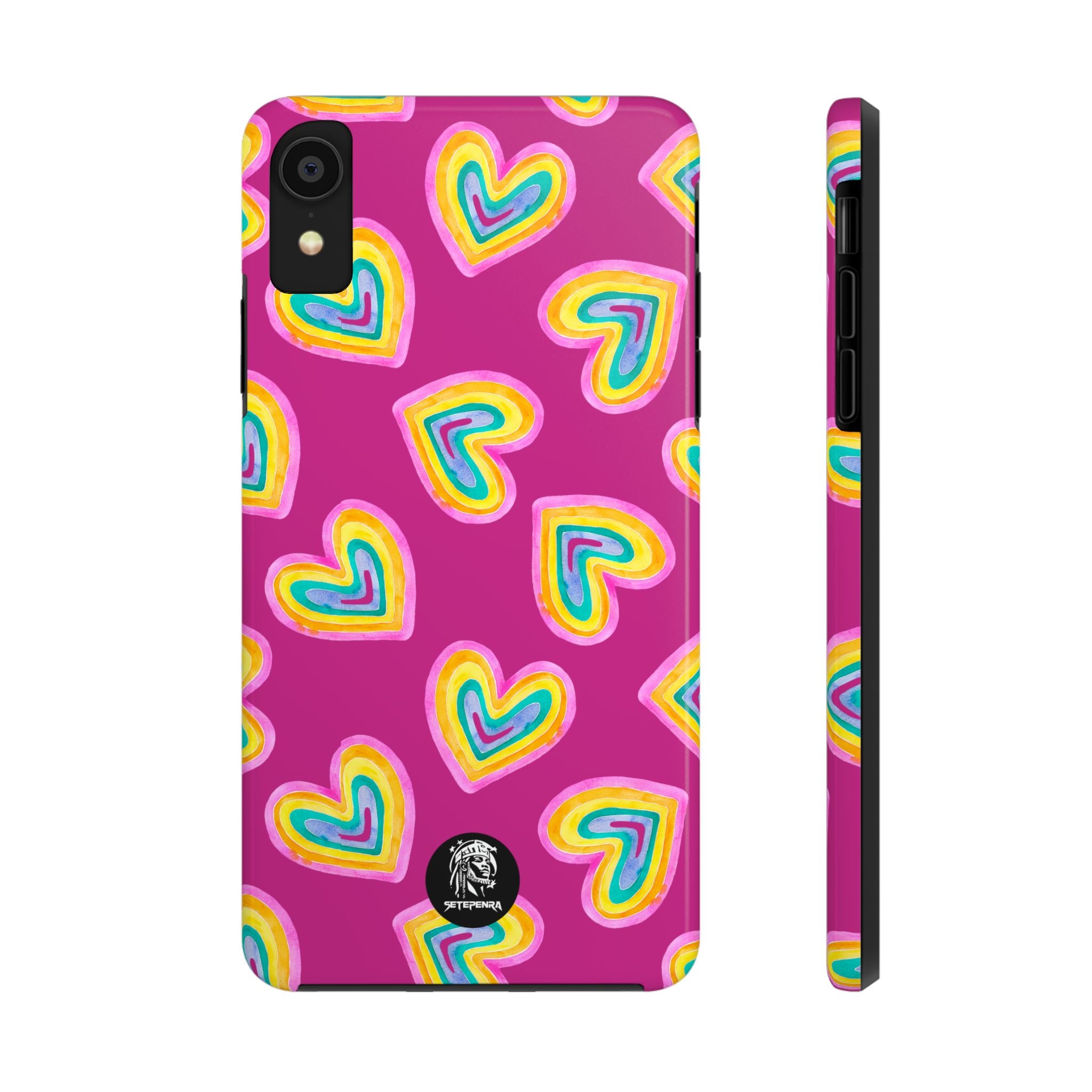 Rainbow Heart Tough Phone Case (For iPhone, Galaxy & More) - Pink SETEPENRA Phone Case.