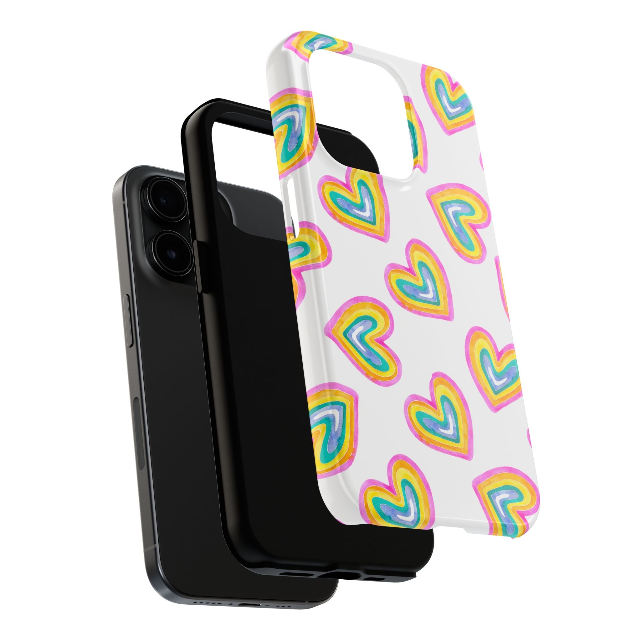 Rainbow Heart Tough Phone Case — Durable Cute Protective Phone Cover
