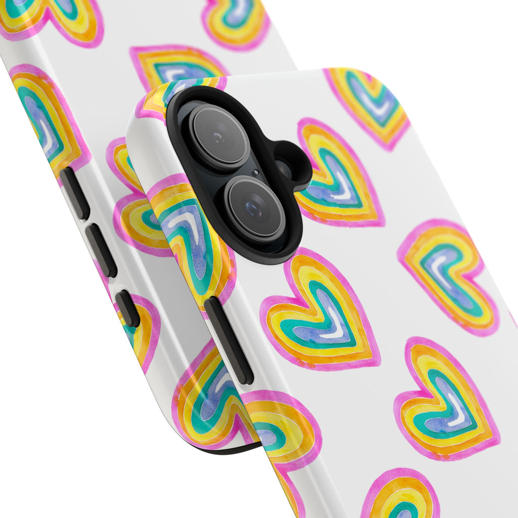 Rainbow Heart Tough Phone Case — Durable Cute Protective Phone Cover