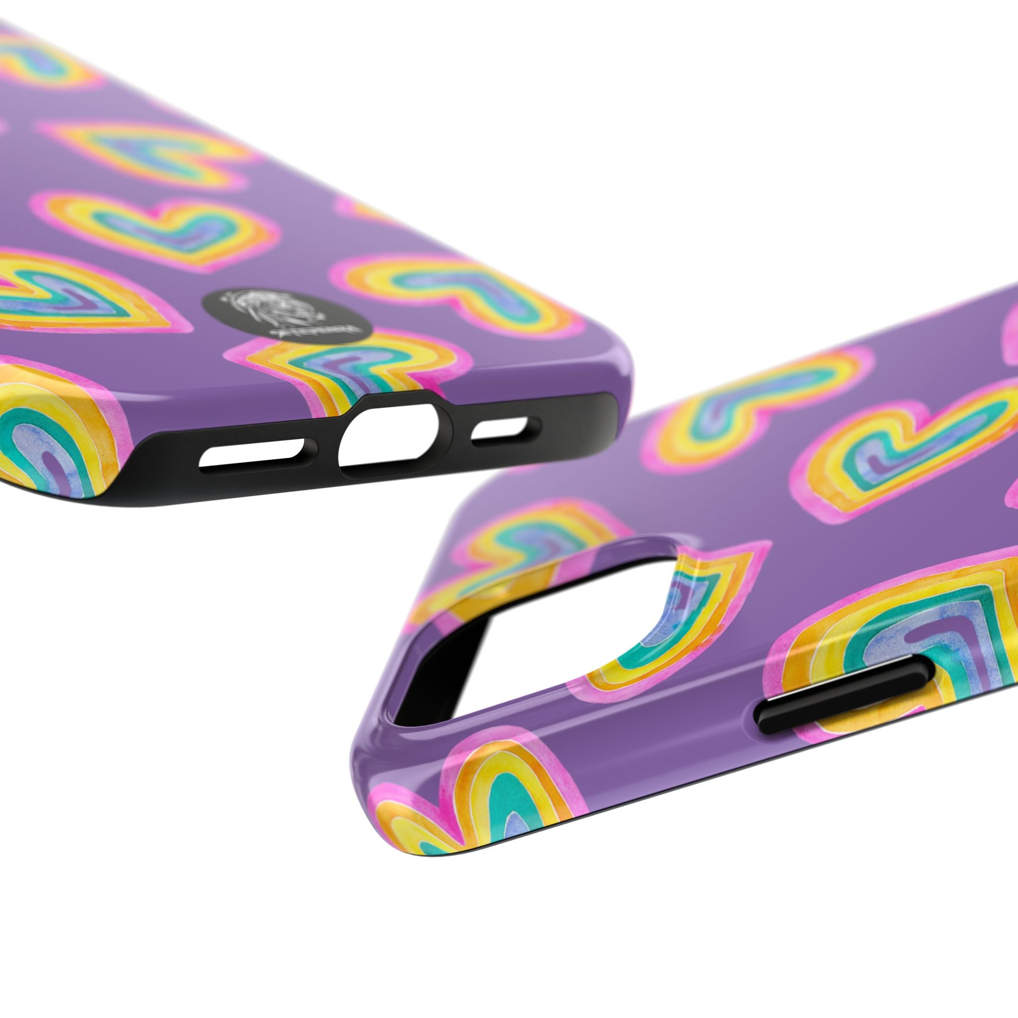 Rainbow Heart Tough Phone Case (For iPhone, Galaxy & More) - Light Purple