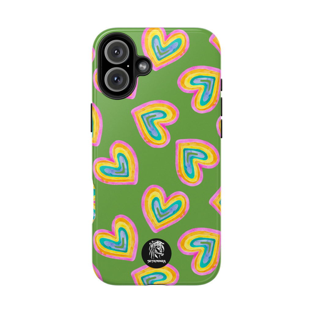Rainbow Heart Tough Phone Case (For iPhone, Galaxy & More) - Green
