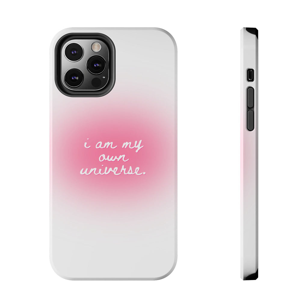 I Am My Own Universe — Pink On White Protective Cover Tough Phone Case