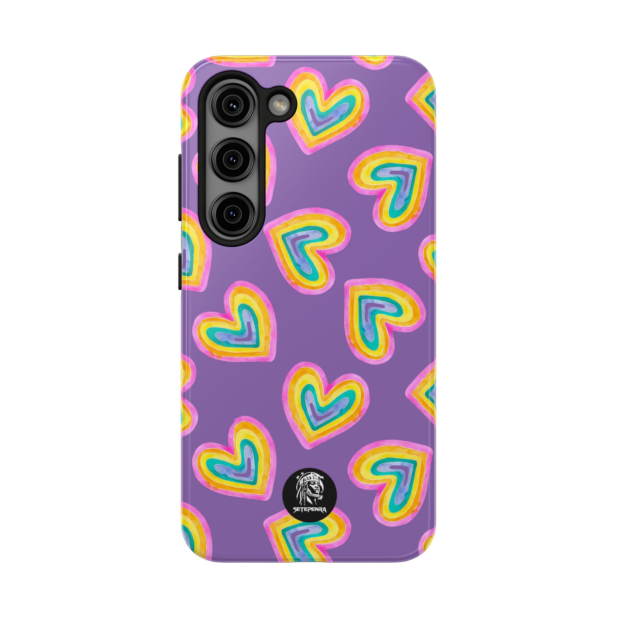 Rainbow Heart Tough Phone Case (For iPhone, Galaxy & More) - Light Purple