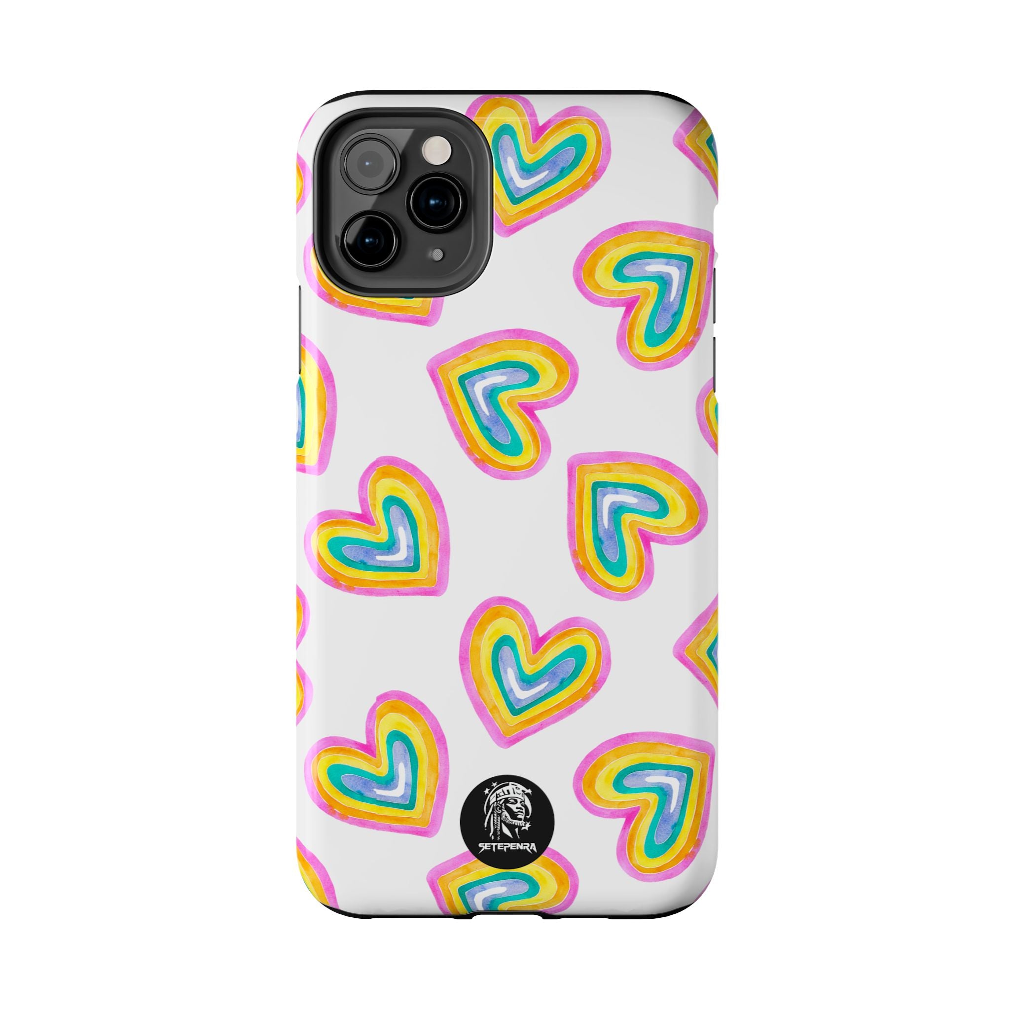 Rainbow Heart Tough Phone Case (For iPhone, Galaxy & More) - White
