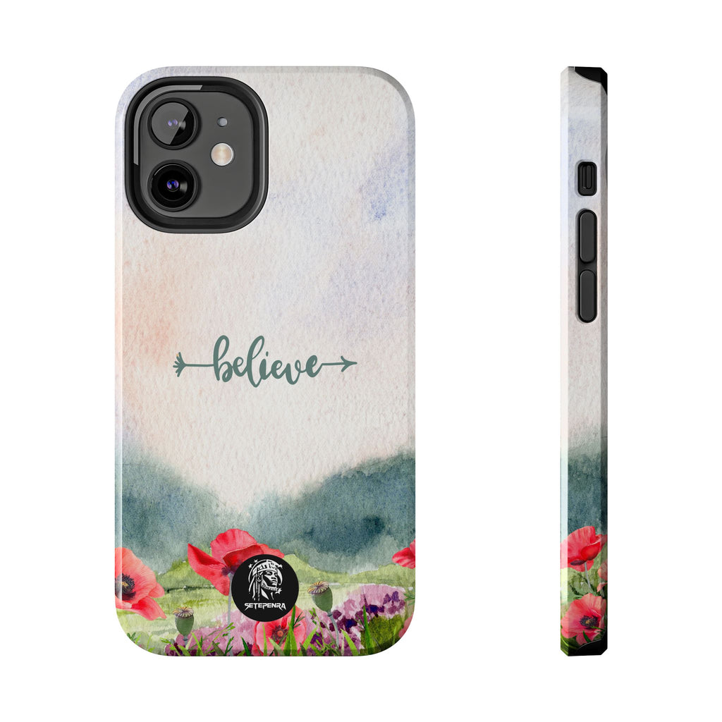 Believe Tough Phone Case (For iPhone, Galaxy & More) - Watercolor Flower SETEPENRA Phone Case.