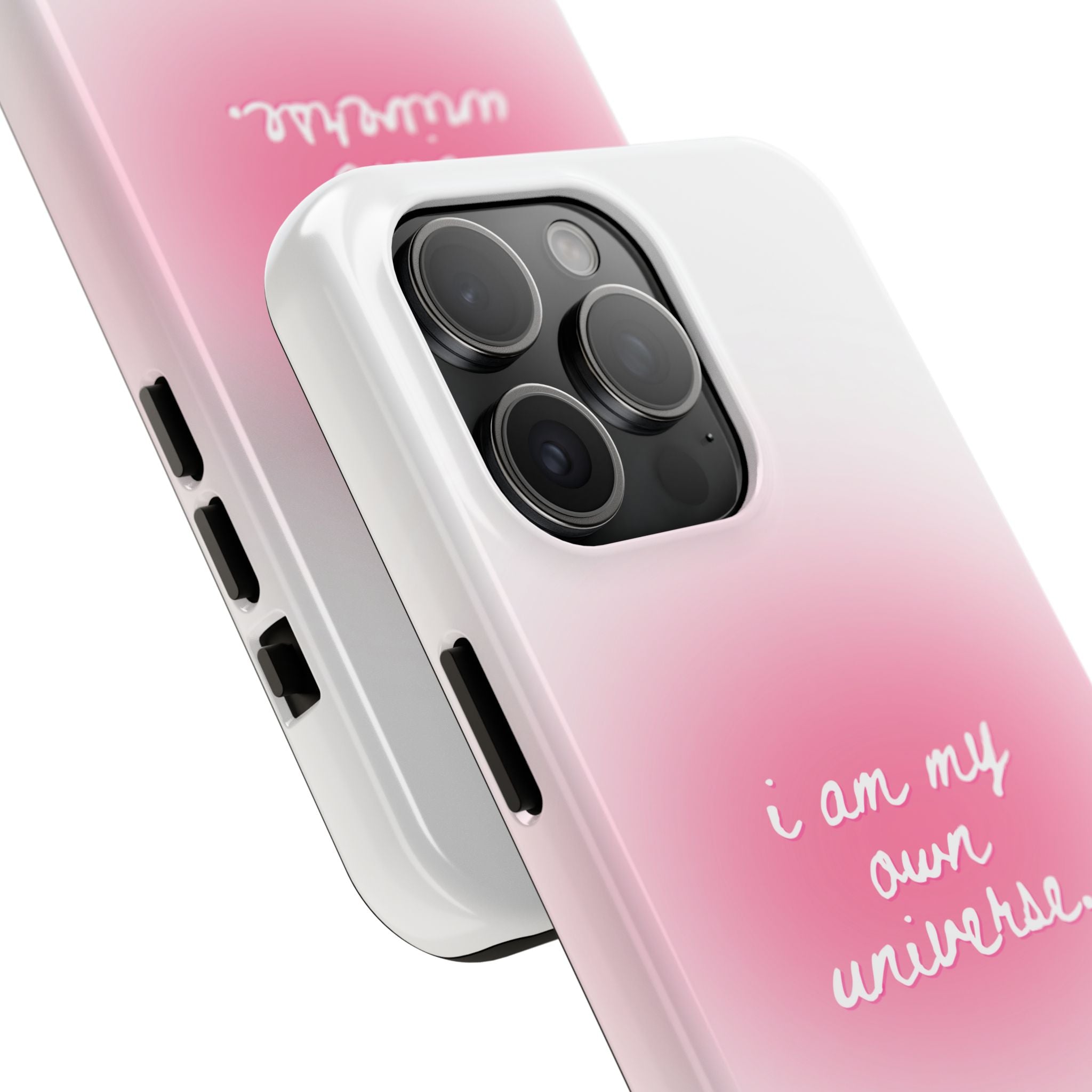I Am My Own Universe — Pink On White Protective Cover Tough Phone Case