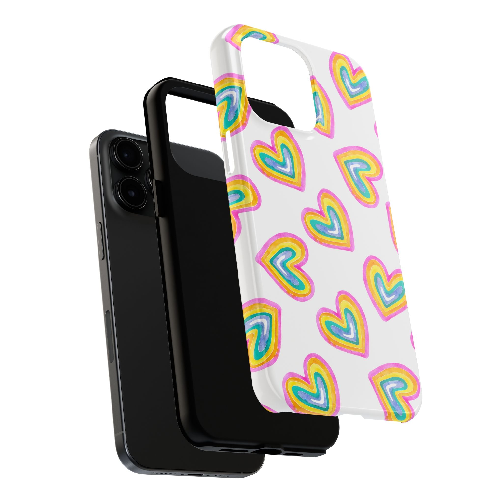 Rainbow Heart Tough Phone Case — Durable Cute Protective Phone Cover