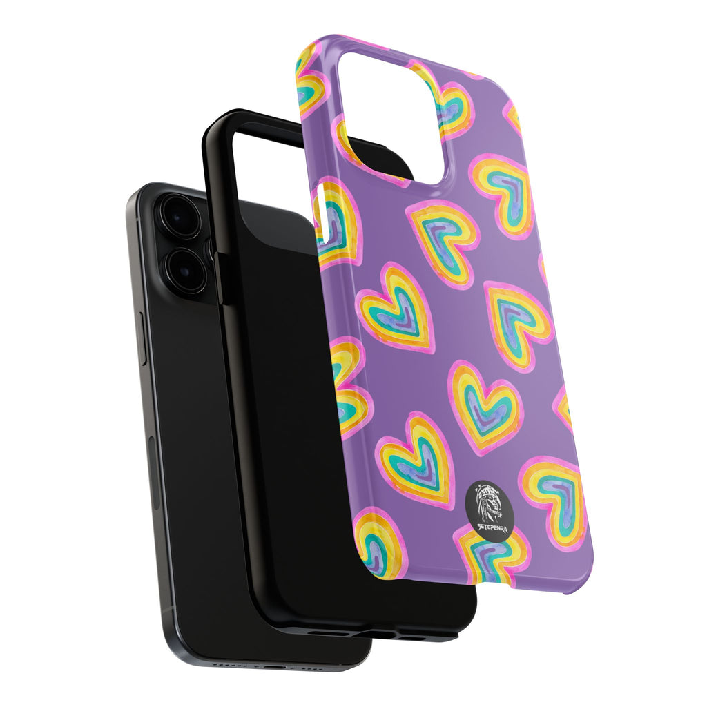 Rainbow Heart Tough Phone Case (For iPhone, Galaxy & More) - Light Purple