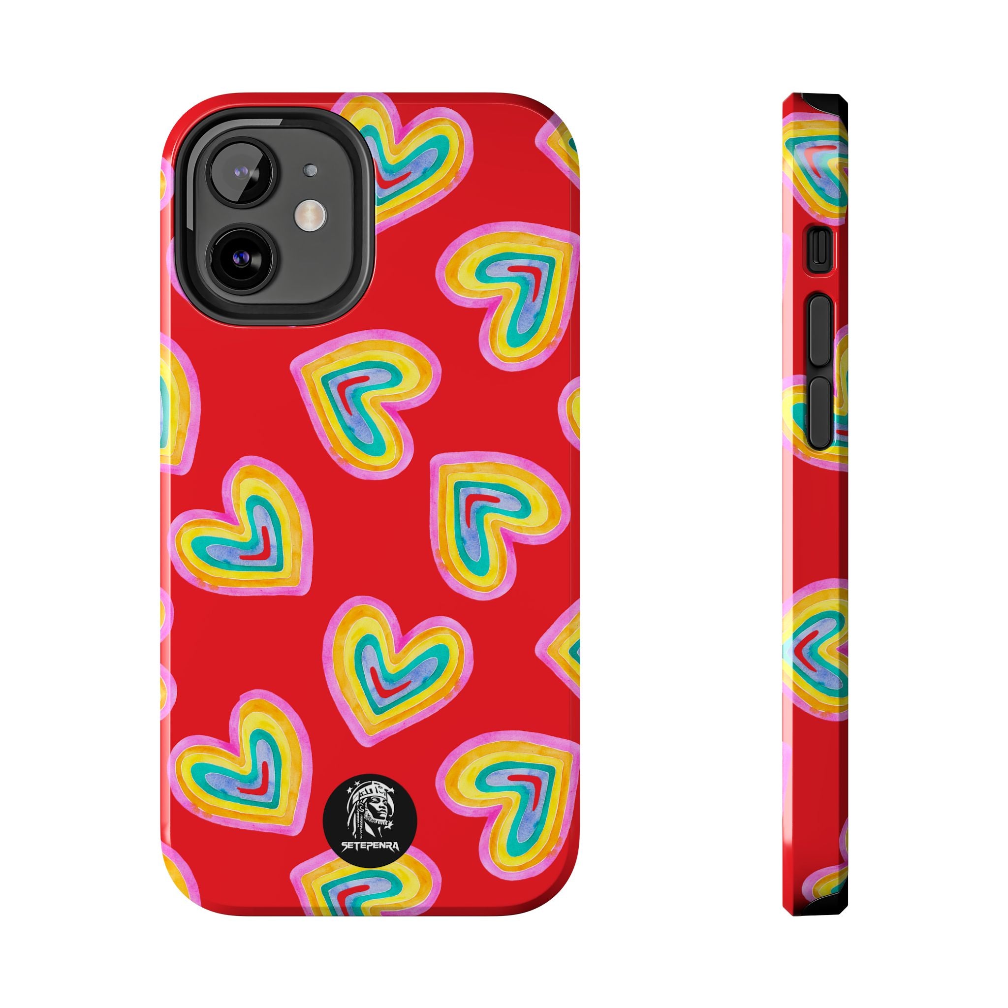 Rainbow Heart Tough Phone Case (For iPhone, Galaxy & More) - Red SETEPENRA Phone Case.
